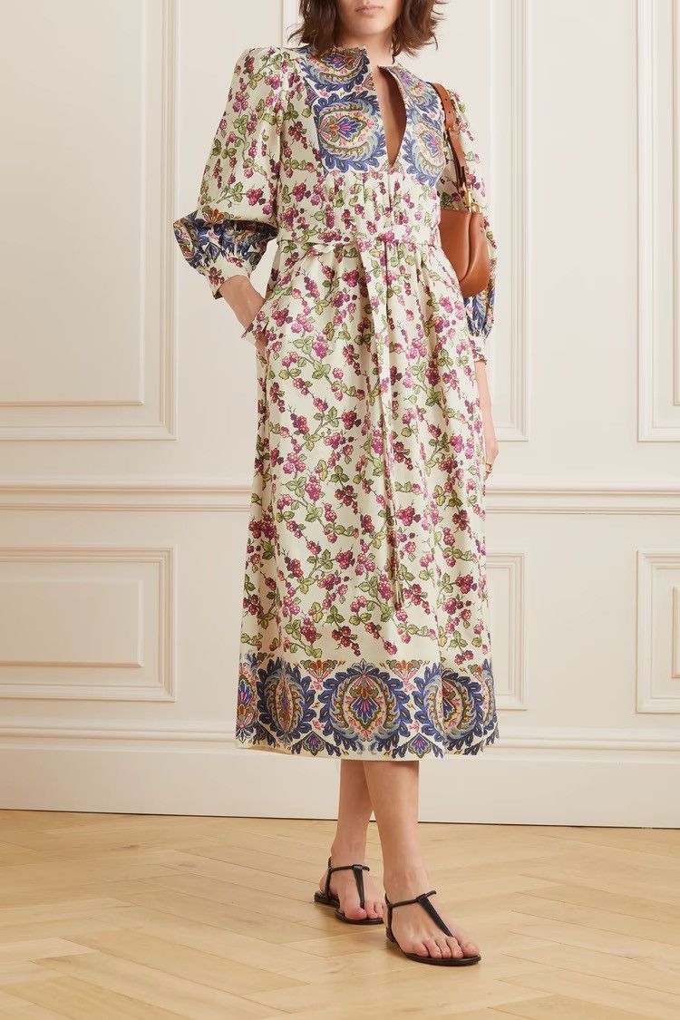 Etro ETRO Flower-print cotton-blend poplin Midi Dress MSRP $2450 Size XS / US 0-2 / IT 36-38 - 2 Thumbnail