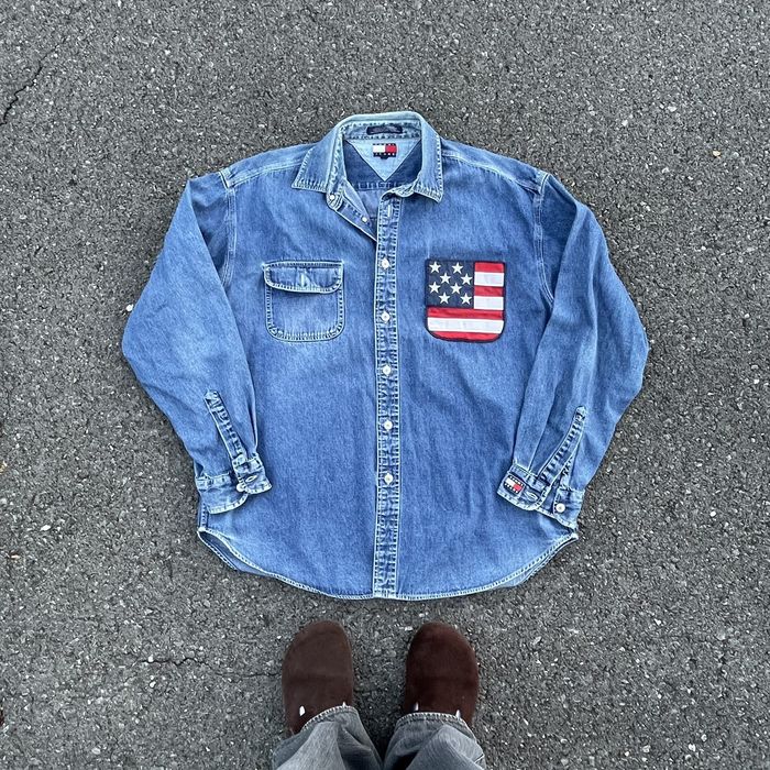 Vintage vintage tommy hilfiger denim shirt | Grailed