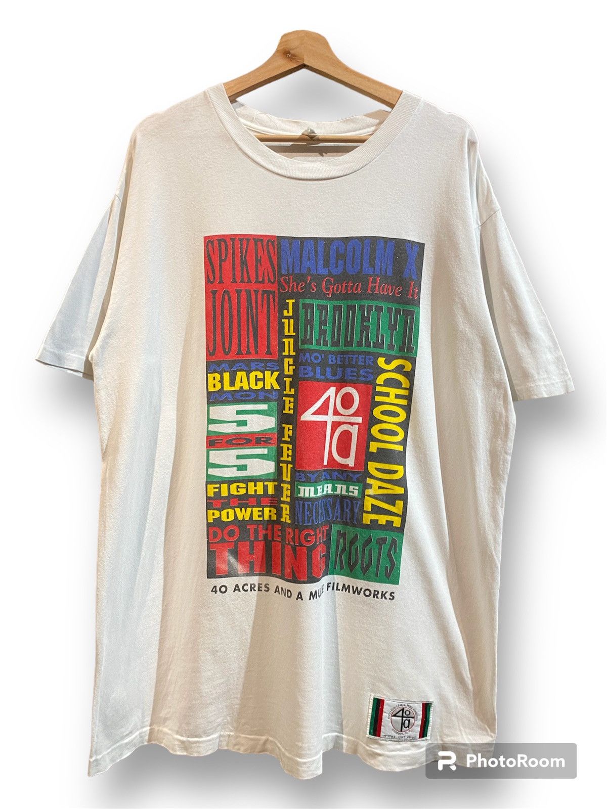 image of 40 Acres A Mule x Malcolm X VTG 90's 40 Acres And A Mule Spike Lee Joint in White, Men's (Size XL)