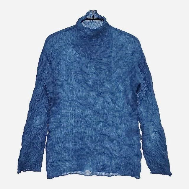 Issey Miyake issey miyake Blue pleated high collar and long sleeves 2506 Size M / US 6-8 / IT 42-44 - 1 Thumbnail