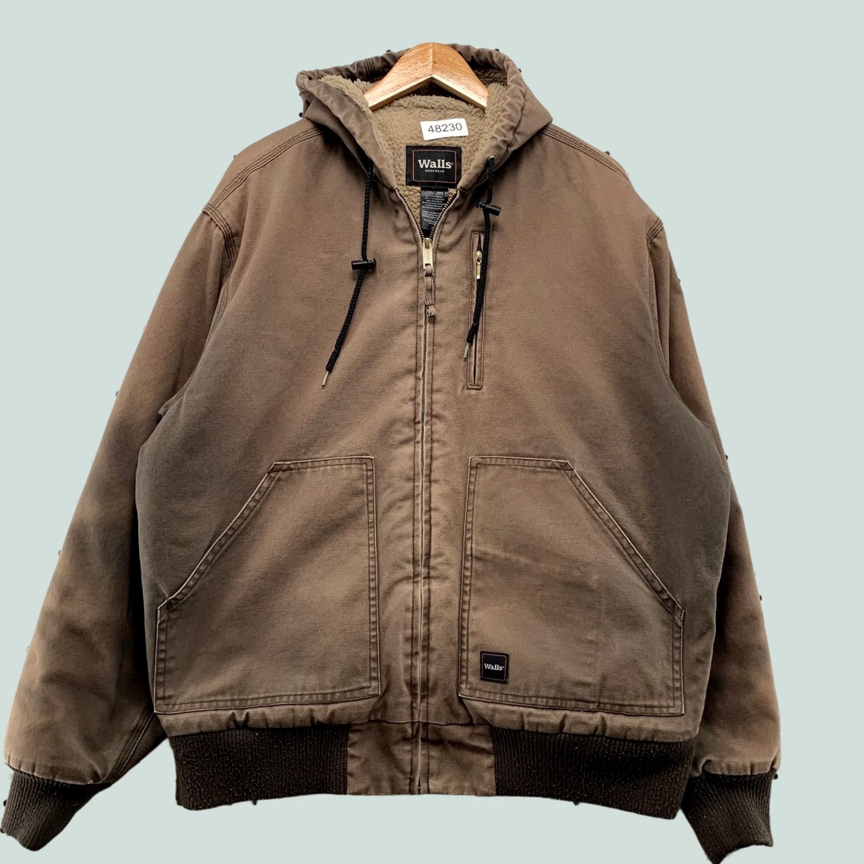 Walls Walls Canvas Jacket Mens Large Faded Brown Sherpa Lined Workwear Hooded Mocha Size US L / EU 52-54 / 3 - 1 Thumbnail