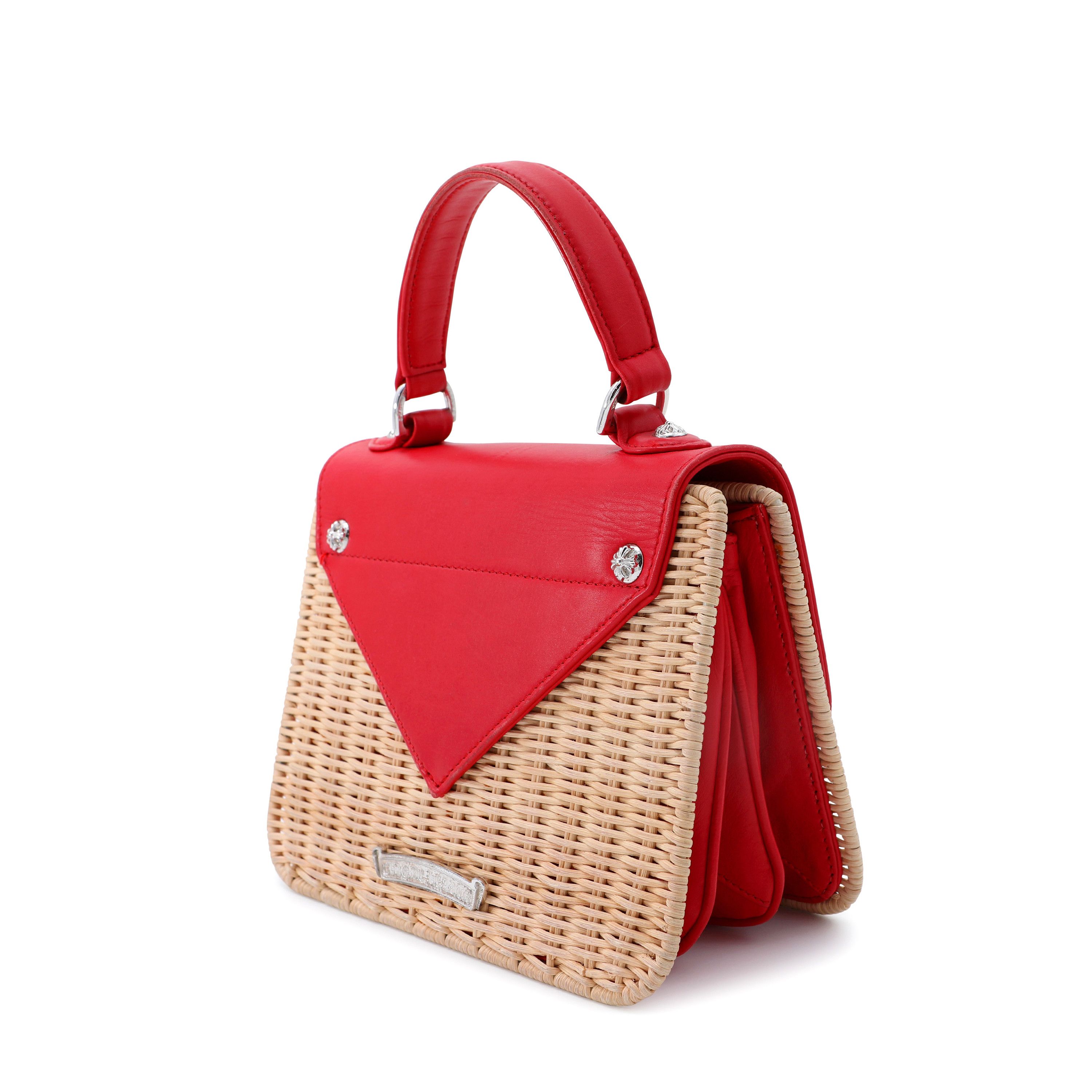 Chrome Hearts Wicker Top Handle Bag Red Leather Flap Size ONE SIZE - 4 Thumbnail
