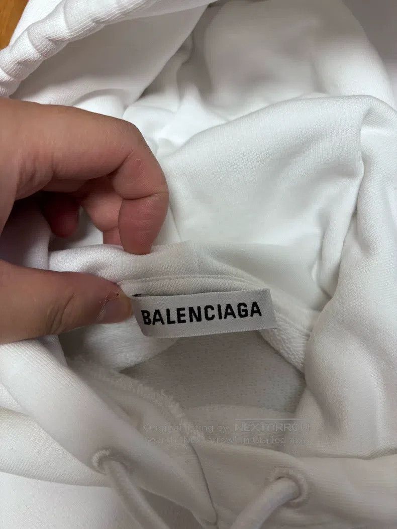 Balenciaga Balenciaga White Hooded Sweatshirt Size US XS / EU 42 / 0 - 5 Thumbnail