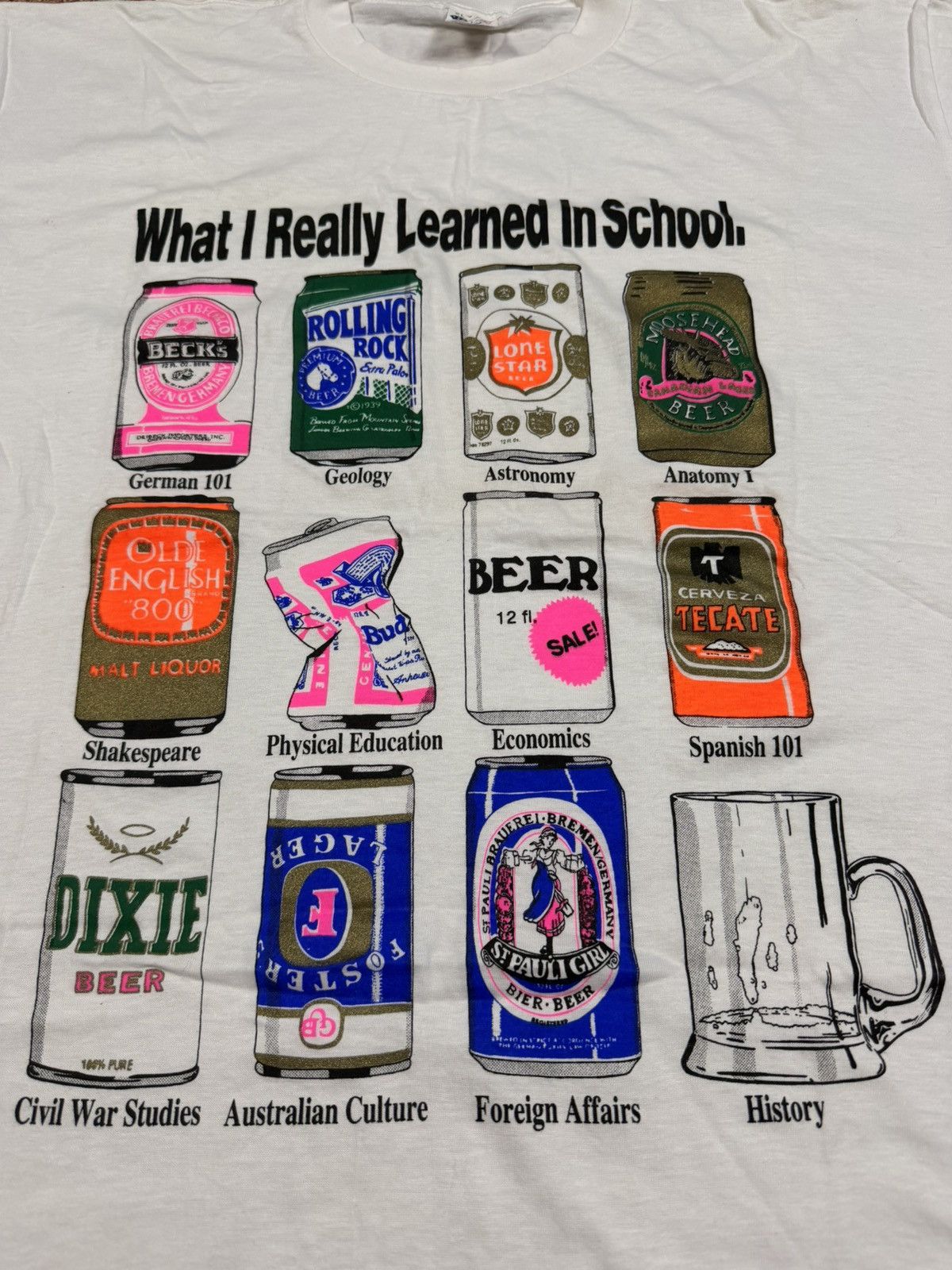 Budweiser What I Really Learned In School Beer Tee Single Stitch 90s Size US XL / EU 56 / 4 - 6 Thumbnail