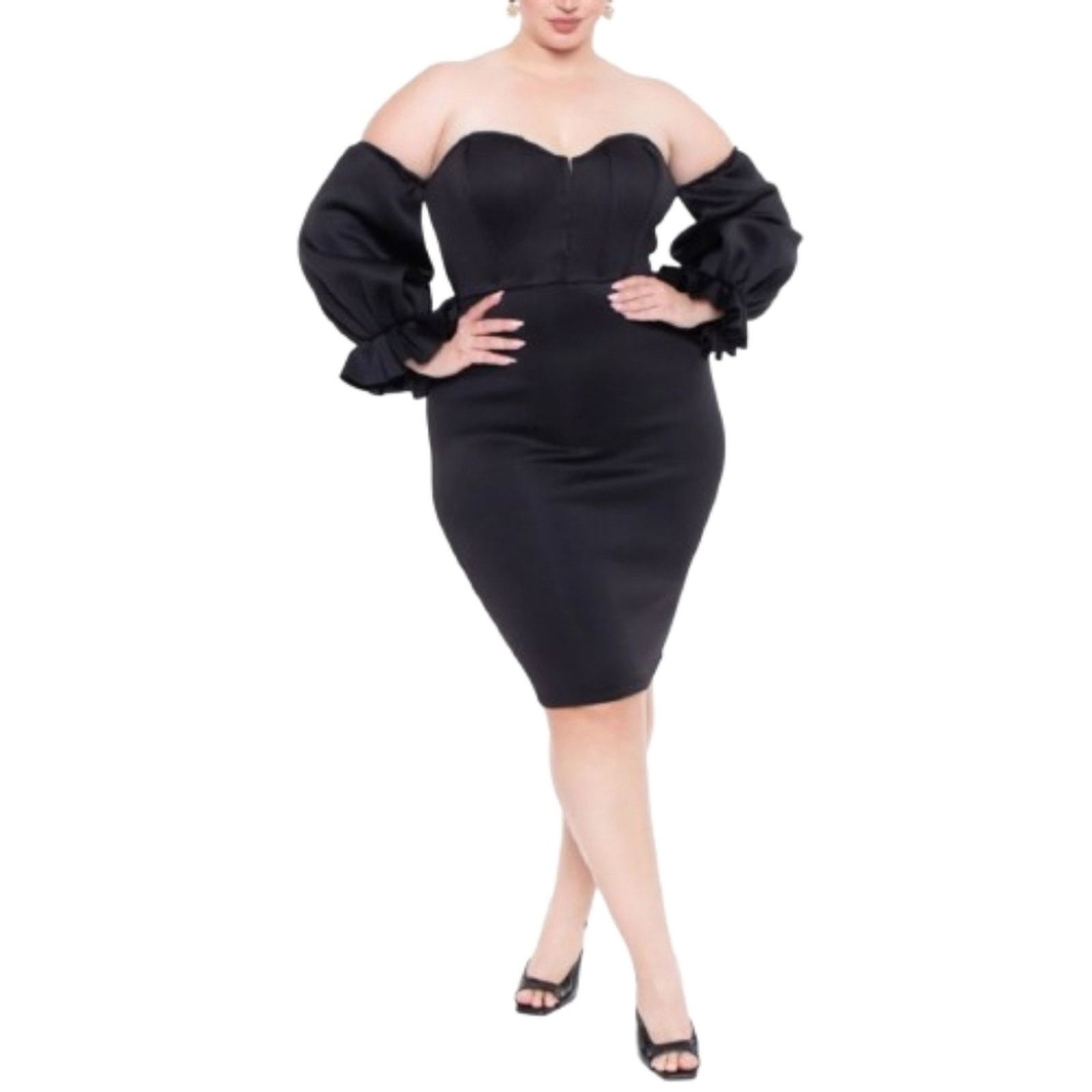 Other ELARA ☆ ELEGANT MIDNITE BLACK OFF-SHOULDER DRESS ☆ 3x ☆ NWT Size 3XL / US 20-22 - 2 Thumbnail