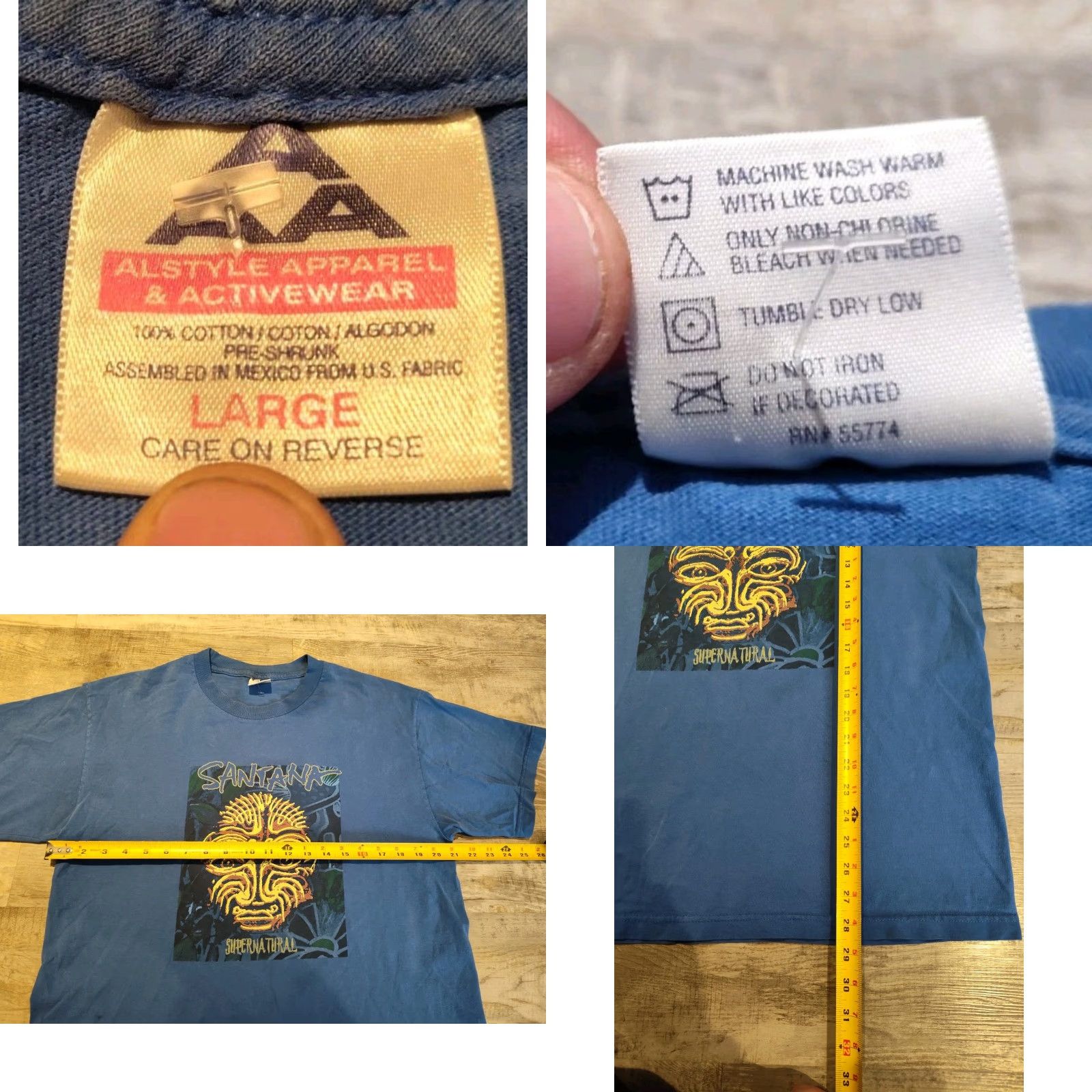 Doublet VINTAGE Santana Supernatural Concert Band T-Shirt Men Sz L Blue 90s Music Logo Double-Sided Size US L / EU 52-54 / 3 - 8 Thumbnail