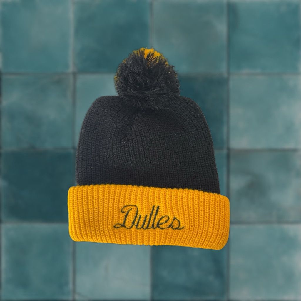 Vintage VINTAGE Dulles Cincinnati School Pom Beanie Winter Hat OSFA Black/Gold 80s NWOT Deadstock Unbranded Mens Beanie Size ONE SIZE - 1 Thumbnail