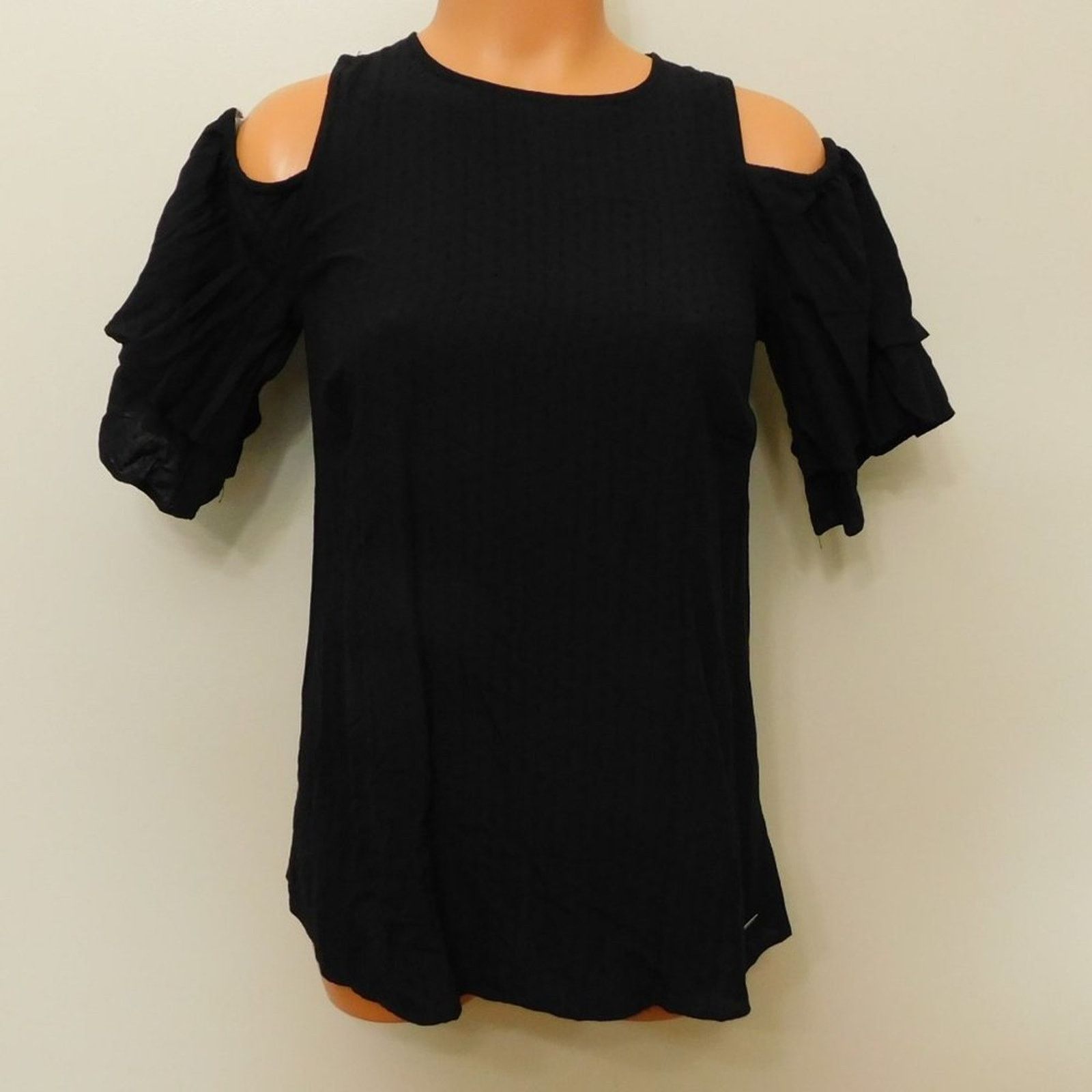 Michael Kors A130 Michael Kors Flounce-Sleeve Cold-Shoulder Top XS Size XS / US 0-2 / IT 36-38 - 1 Thumbnail