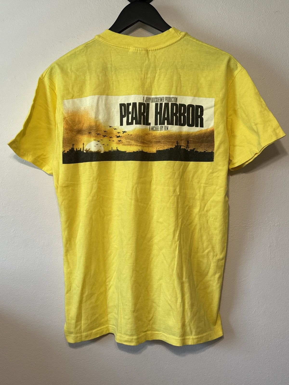 image of Pearl Harbor Movie Cast & Crew Hawaii Crew 2000 Tee in Yellow, Men's (Size Medium)