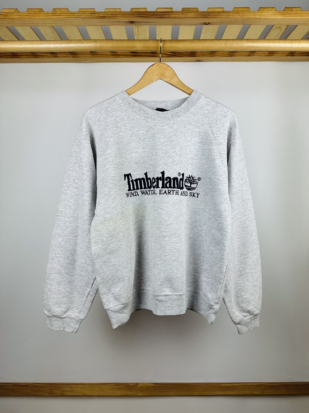 Pre-owned Timberland X Vintage Timberland Vintage Sweatshirt Big Logo Embroidered Y2k In Grey