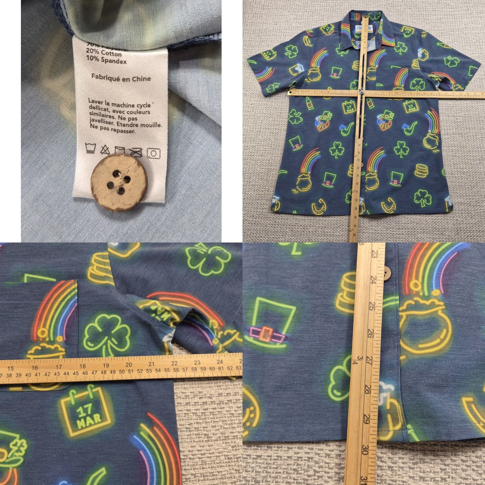 Vintage Shinesty Button Up Shirt Mens Large St Patricks Day Short Sleeve Casual Shirt Size US L / EU 52-54 / 3 - 8 Thumbnail