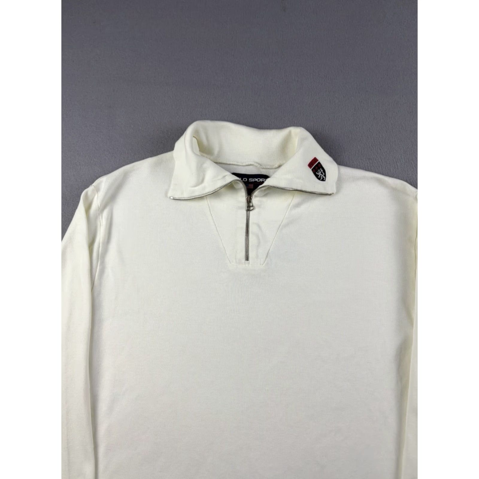 Vintage VINTAGE Polo Sport Quarter Zip Mens L White Pullover Embroidered Lion 90s Size US L / EU 52-54 / 3 - 2 Thumbnail