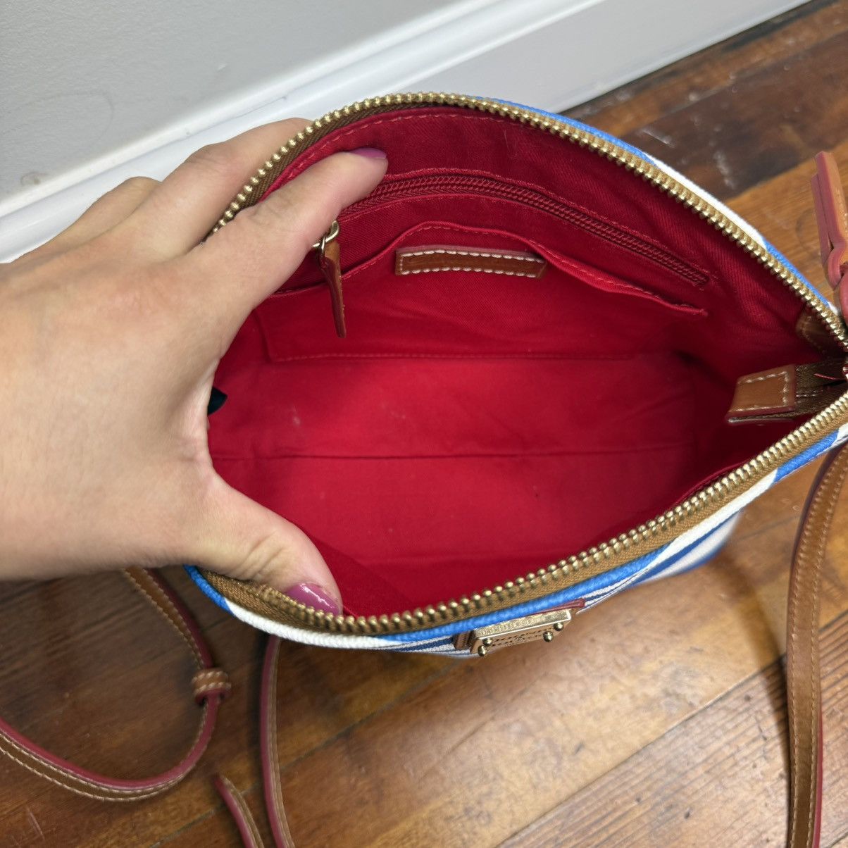 Dooney & Bourke Dooney & Bourke Blue and White Striped Crossbody with Brown Size ONE SIZE - 6 Thumbnail