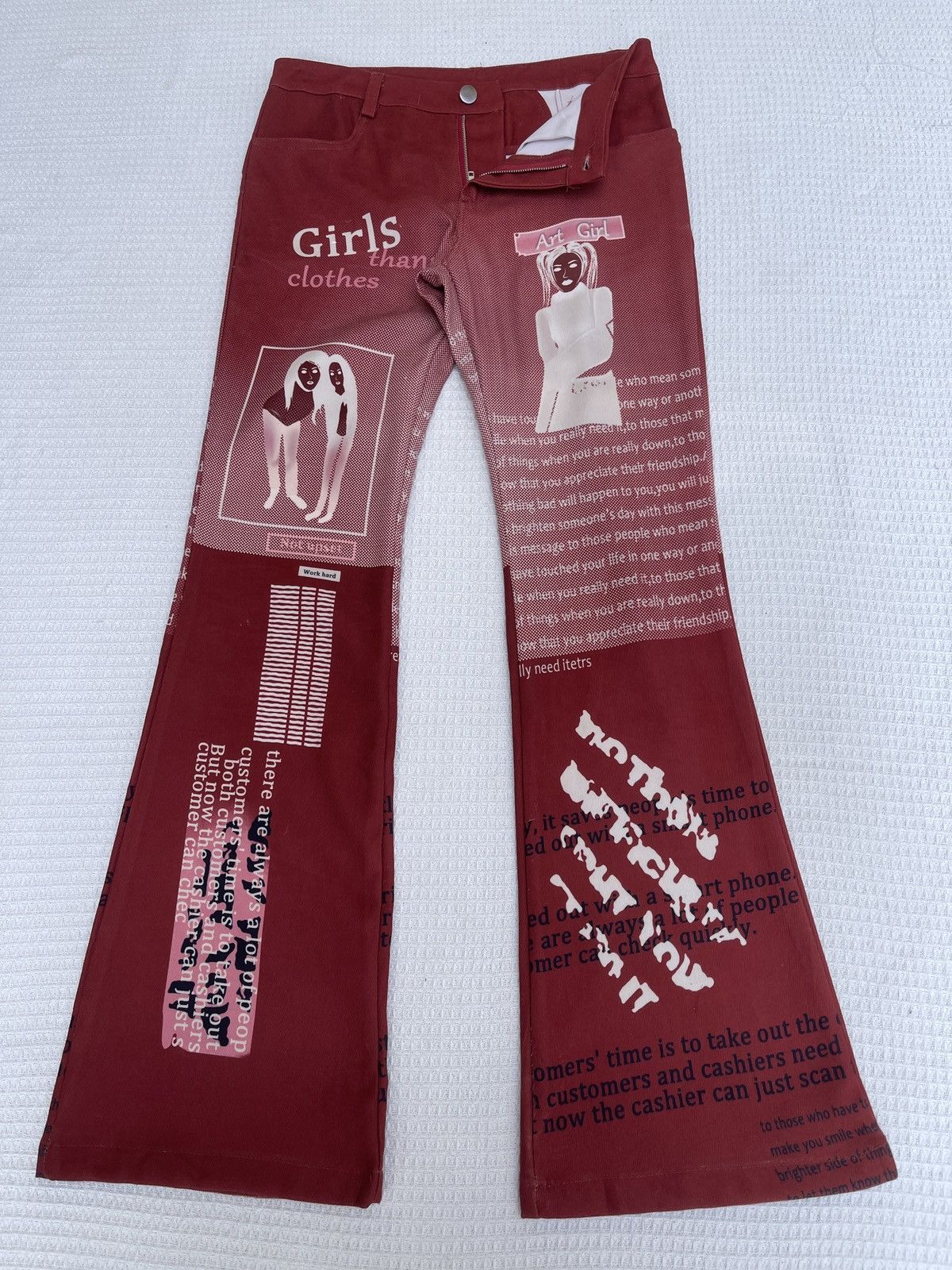 Le Grande Bleu (L.G.B.) Last Drop🔥Rare🔥Japanese Designer Art Girl Nude Flared Pants Size 29" - 1 Thumbnail