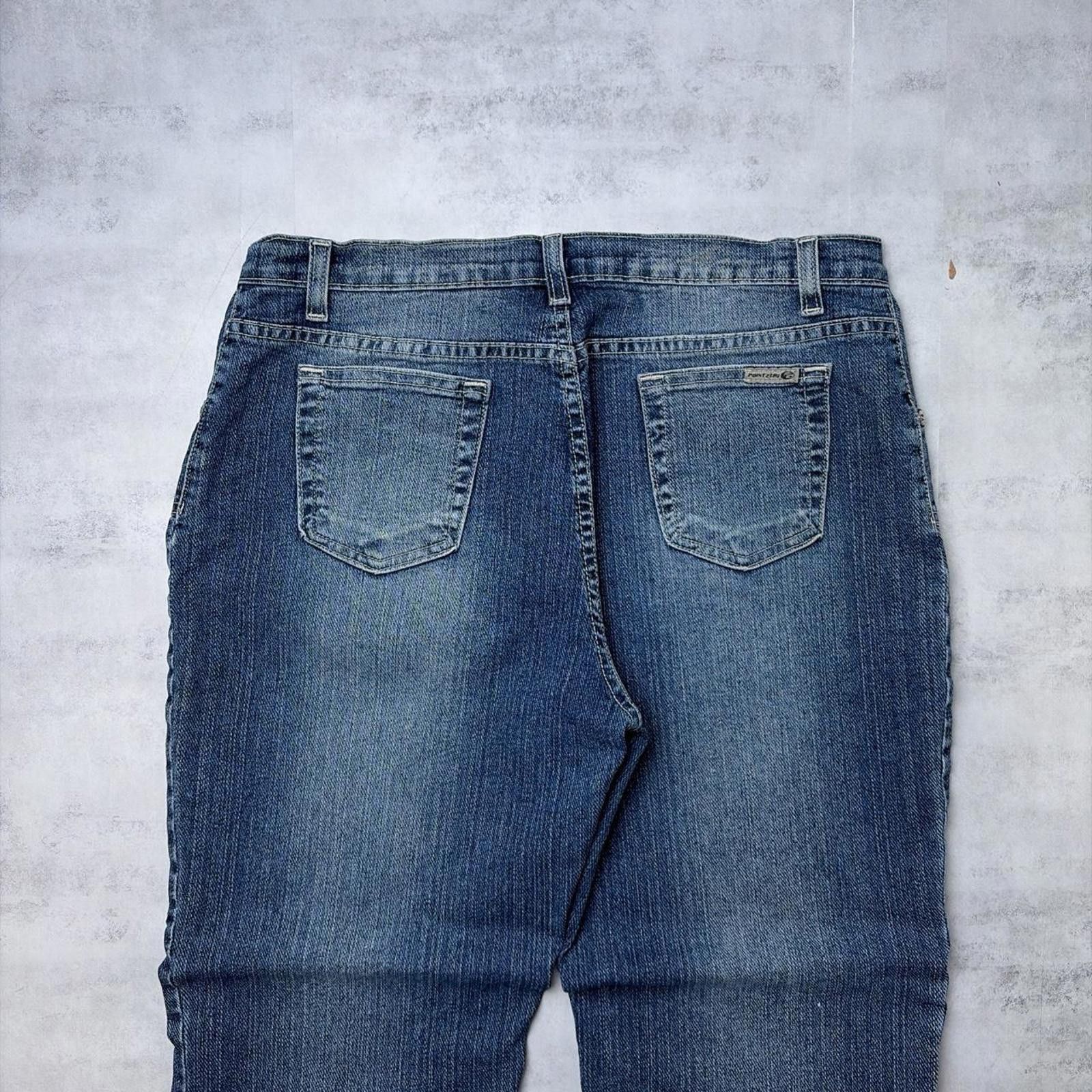 Point Zero Y2K Blue Point Zero Grunge Flared Wide Leg Denim Jeans Size 31" - 3 Thumbnail