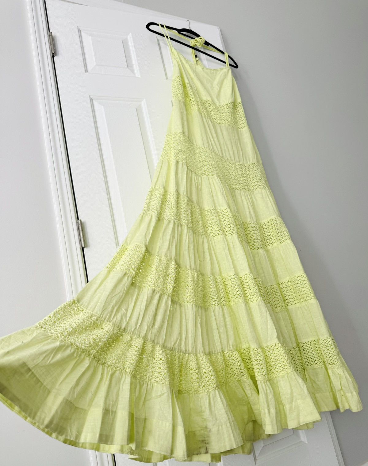 Anthropologie Sheer Lace Tiered Maxi Dress, Size XL