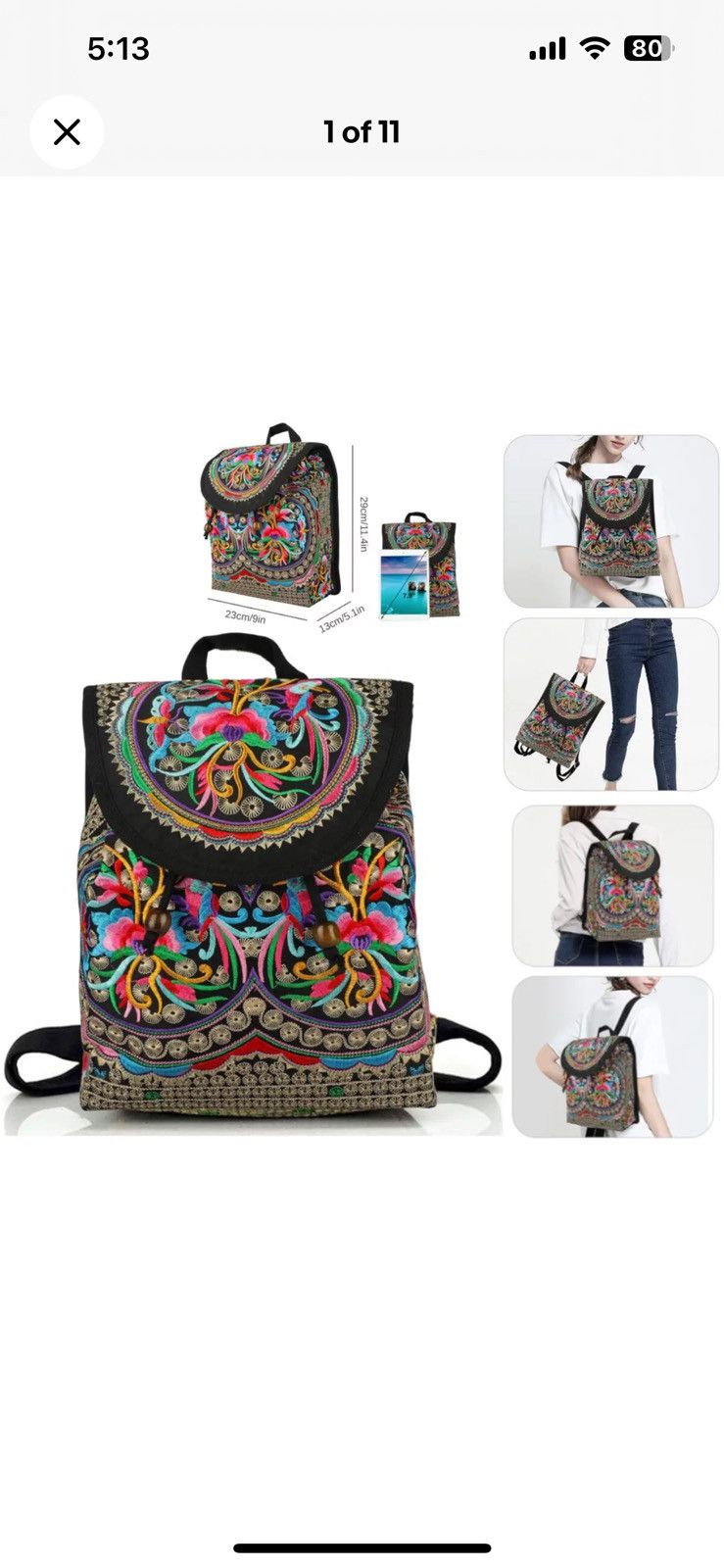 Other Women's Handmade Mini Backpack Purse – Adjustable Travel Bag Size ONE SIZE - 4 Thumbnail