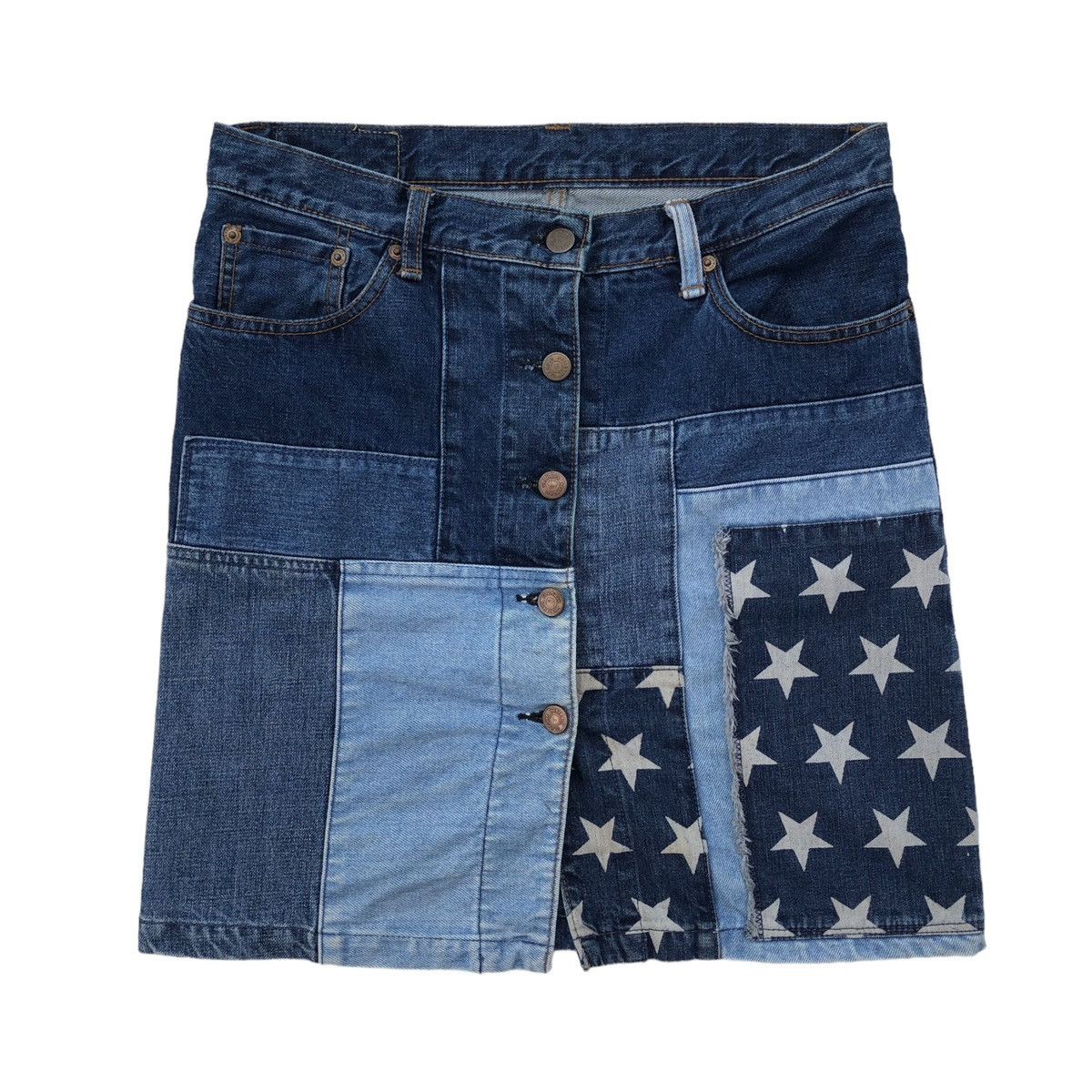 Hysteric Glamour Hysteric Glamour Patchwork Star Button Down Denim Skirt Size 30" / US 8 / IT 44 - 2 Thumbnail