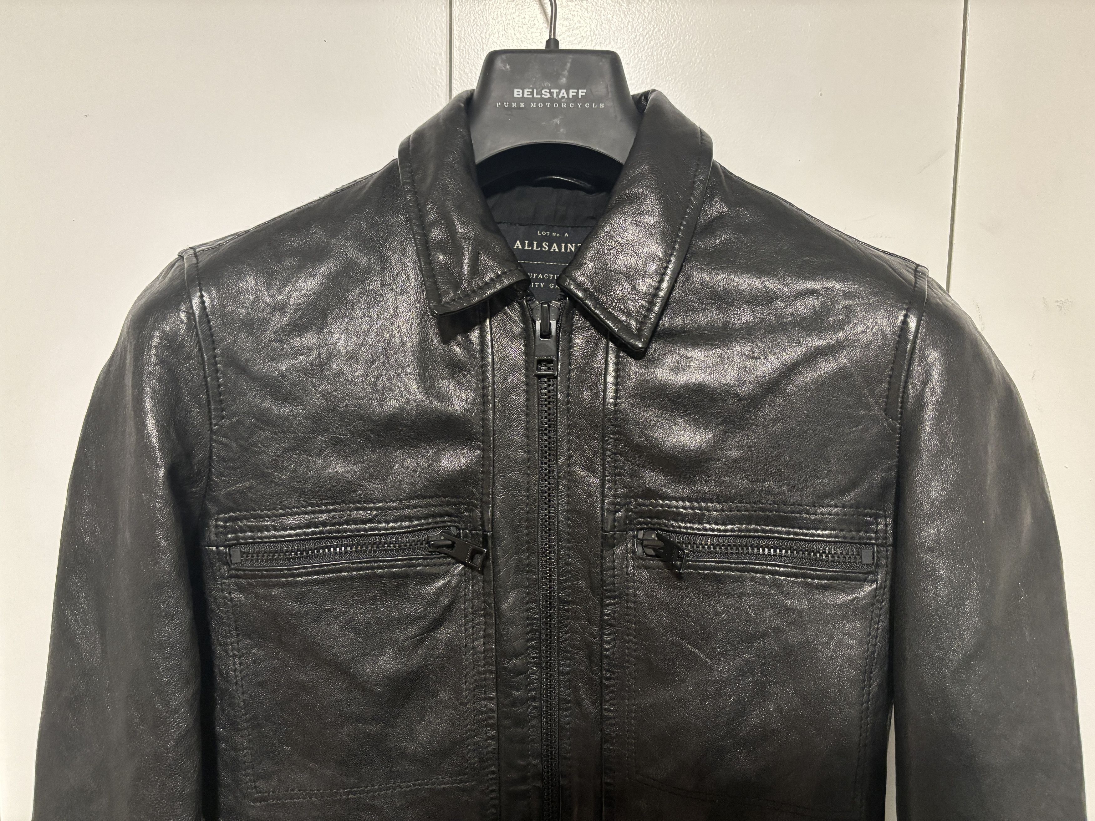 Allsaints $625 Black Leather Track Jacket - XS - Small Size US XS / EU 42 / 0 - 2 Thumbnail