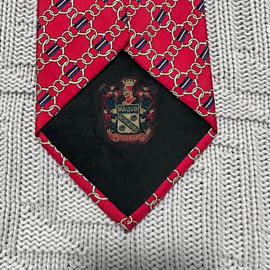Gucci Vintage Gucci red gold chain silk tie Size ONE SIZE - 3 Thumbnail
