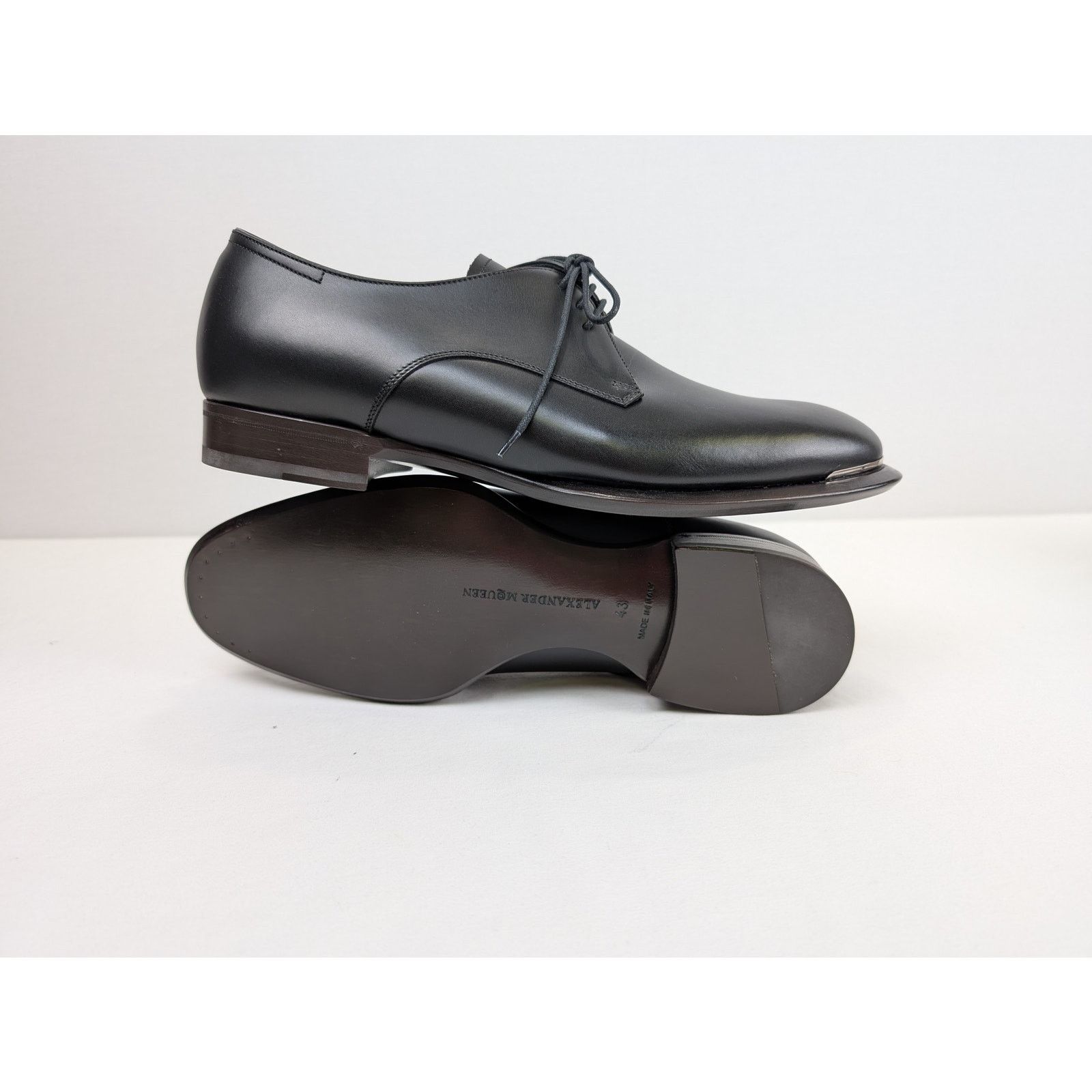 Alexander McQueen o1rshd1 Scarpa Pelle S.Cuoio Calf Boots Shoe in Black Size US 12.5 / EU 45-46 - 14 Thumbnail