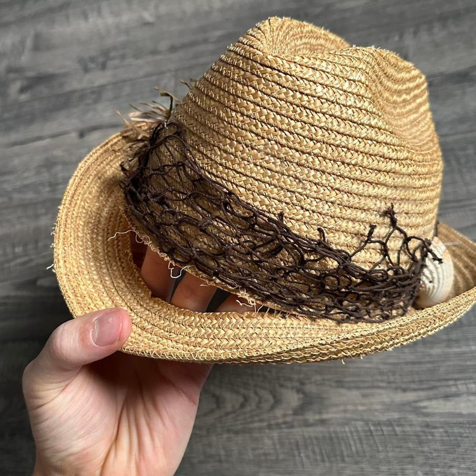 Vintage Vintage 60s Straw Shell Tourist Sun Beach Hat Cap Fedora Size ONE SIZE - 7 Thumbnail