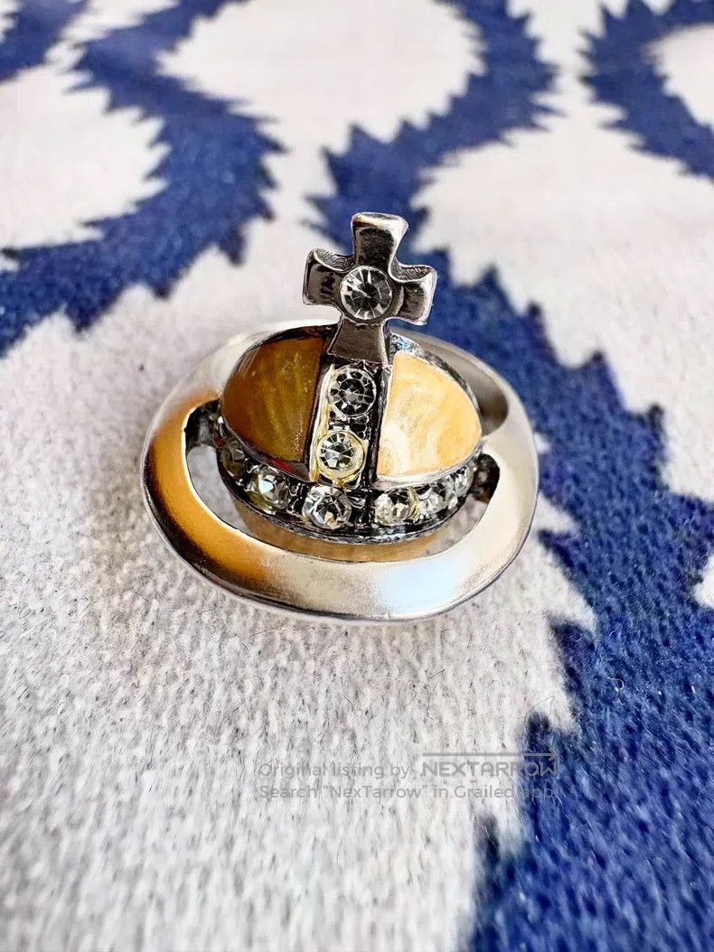 Vivienne Westwood Vivienne Westwood Yellow enamel hemisphere Saturn ring Size ONE SIZE - 2 Thumbnail