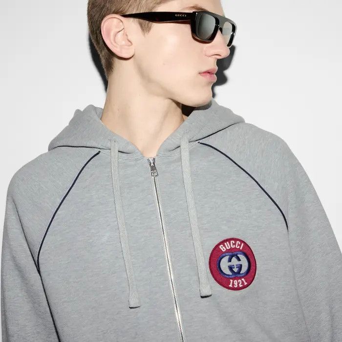 Gucci oc11z0226 Felted Cotton Zipped Jacket Hoodie With Patch Size US XL / EU 56 / 4 - 5 Thumbnail