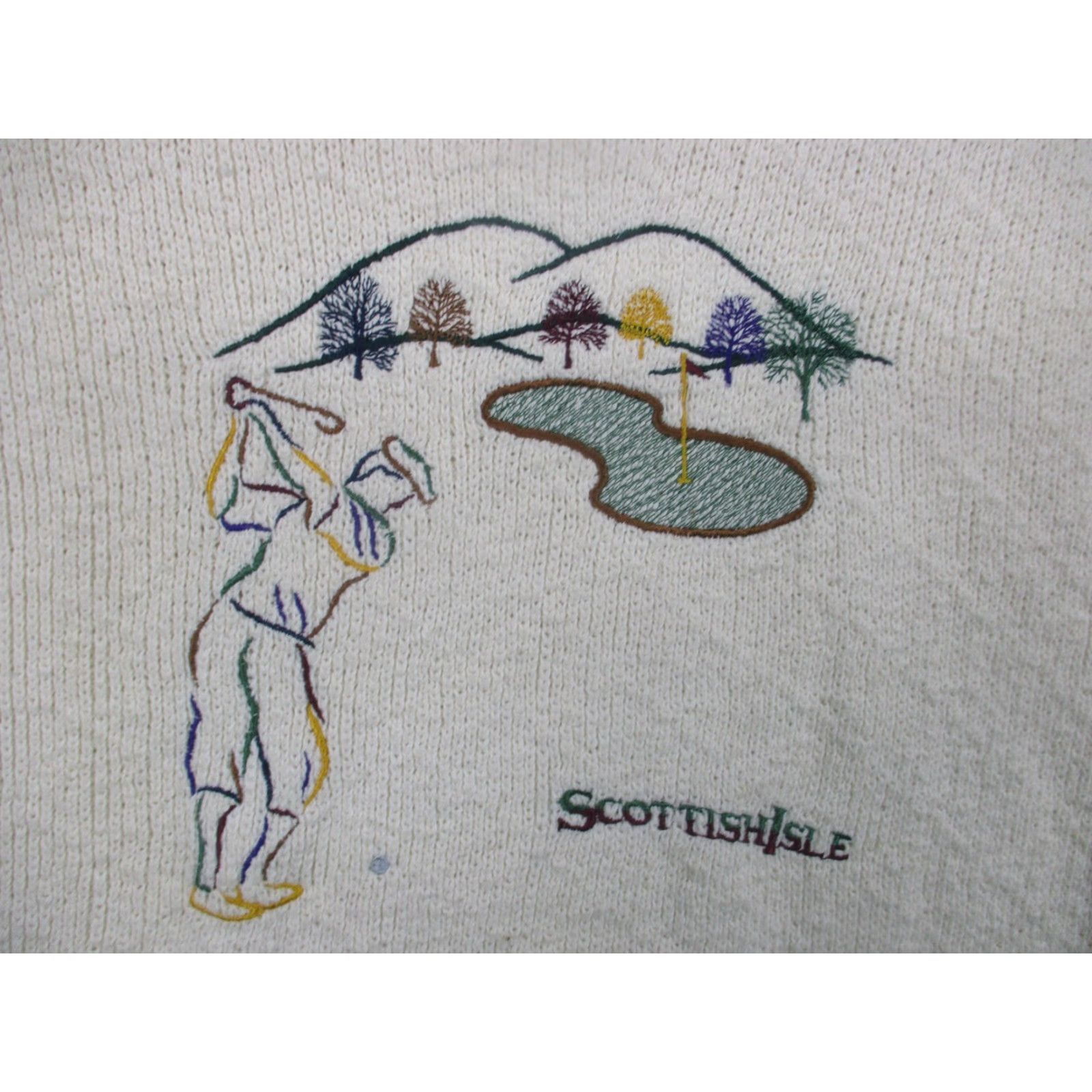 Vintage VINTAGE Scottish Isle Sweater Mens L White Golf Graphic Cotton Crewneck USA Size US L / EU 52-54 / 3 - 2 Thumbnail