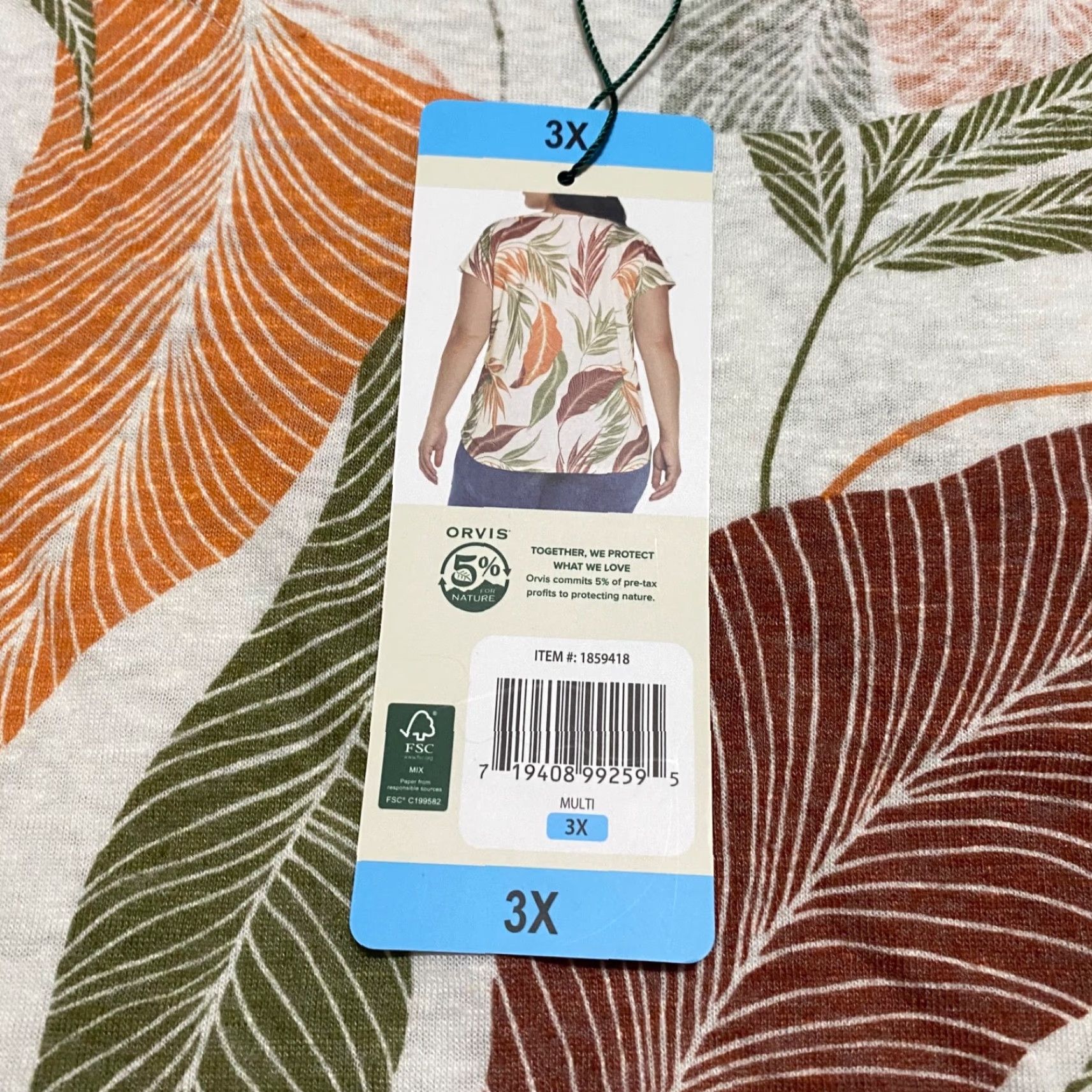 Orvis NWT Orvis Womens 3X Plus Top Multicolor Floral Short Sleeve Round Neck New Size XXL / US 16-18 / IT 52-54 - 6 Thumbnail