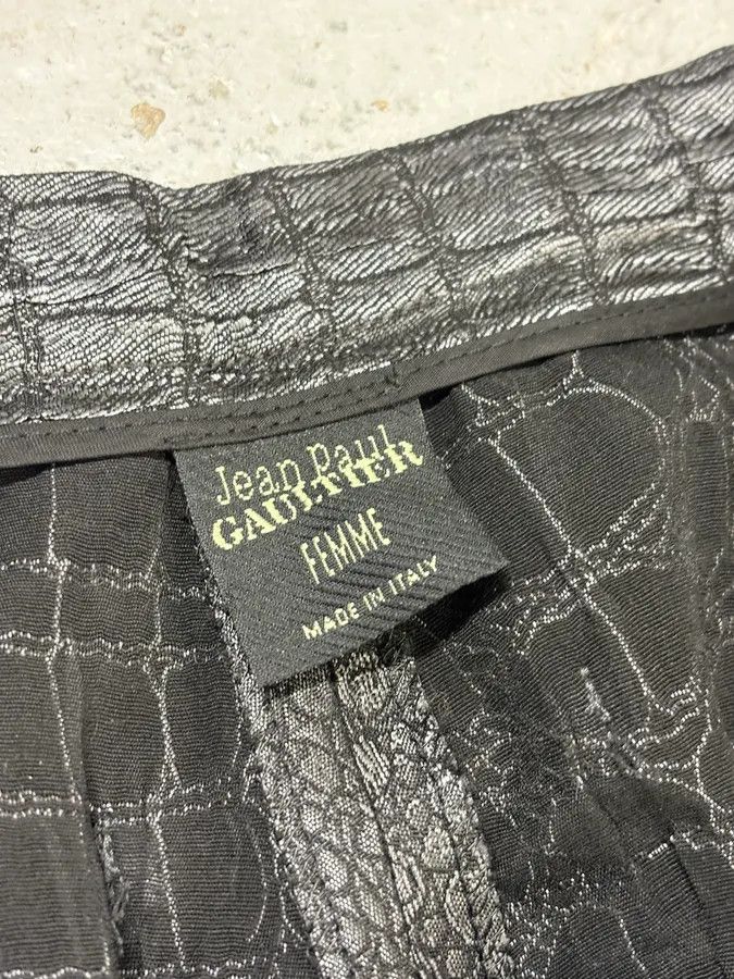 Jean Paul Gaultier 2000s Jean Paul Gaultier Black Crocodile Embossed Pants Size 26" / US 2 / IT 38 - 12 Thumbnail