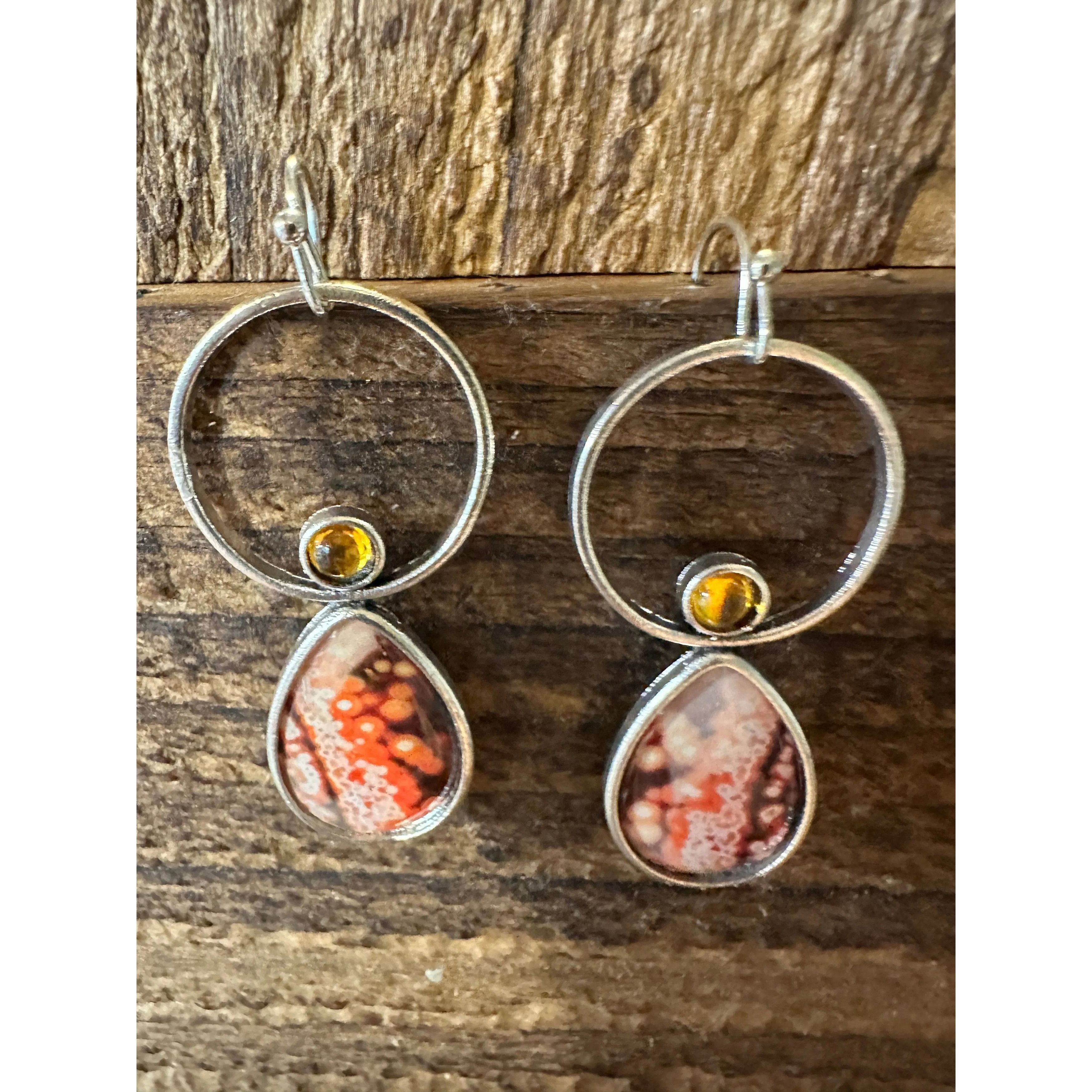 Other Boho Hippie Western Delicate Pink Floral Circle Silver Drop Size ONE SIZE - 3 Thumbnail
