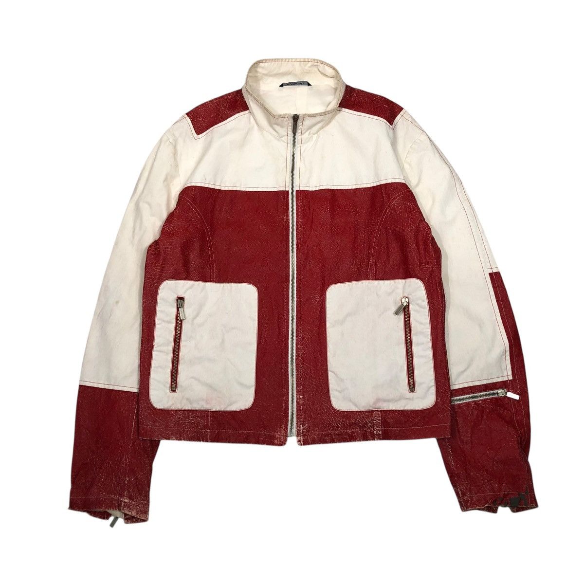 Vintage 🔥VINTAGE BIKER JACKET BYBLOS BLU ITALY LAMPO ZIPPER Size US M / EU 48-50 / 2 - 1 Thumbnail