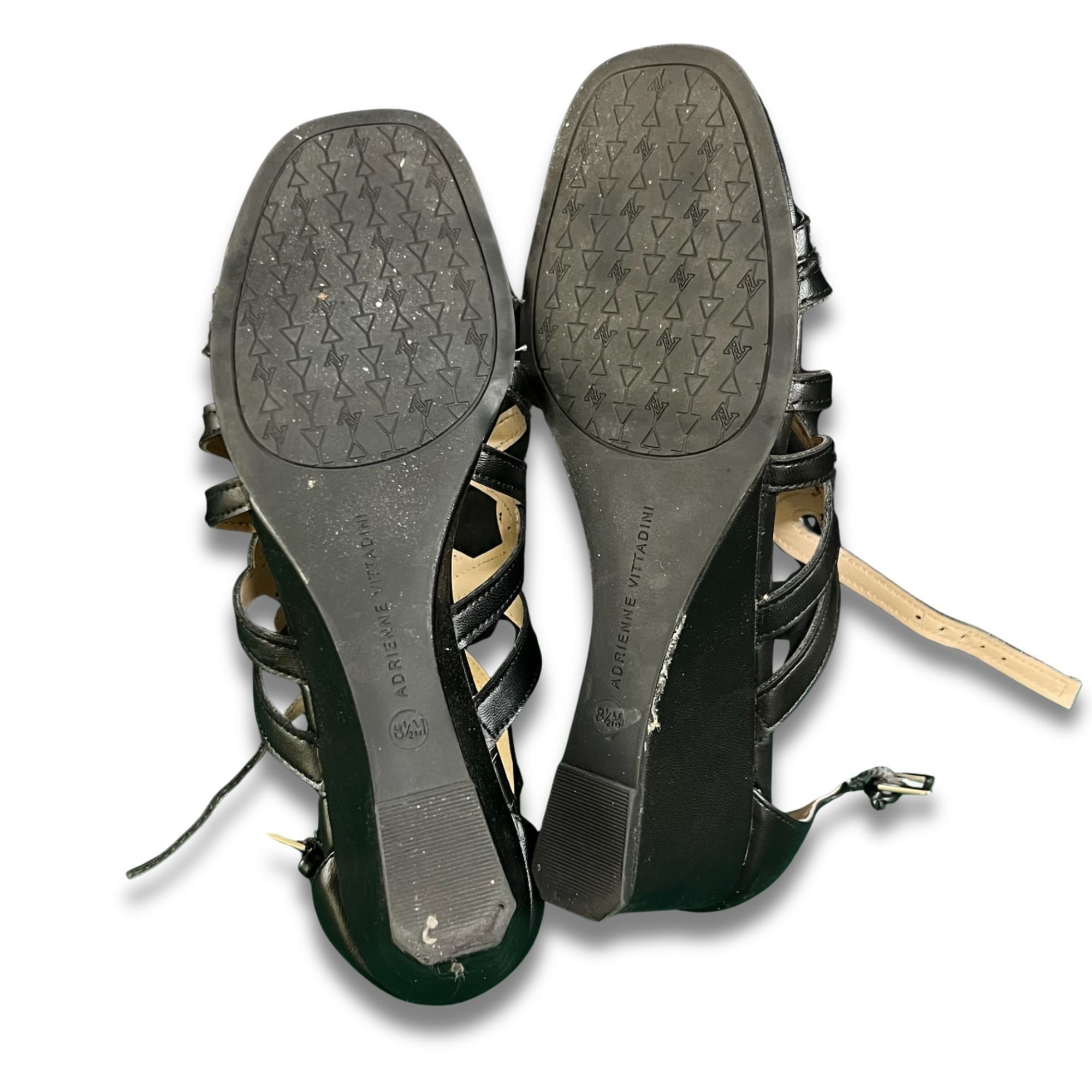 Other ADRIENNE VITTADINI Abelina Strappy Black Leather Wedge Sanda Size US 8.5 / IT 38.5 - 10 Thumbnail