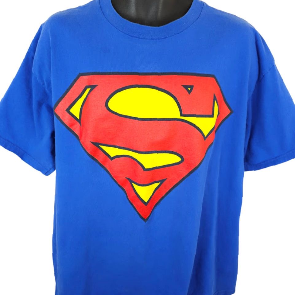 Vintage VINTAGE Superman T Shirt Mens XL Blue Y2K DC Comics Superhero Clark Kent jeans? Size US XL / EU 56 / 4 - 2 Thumbnail