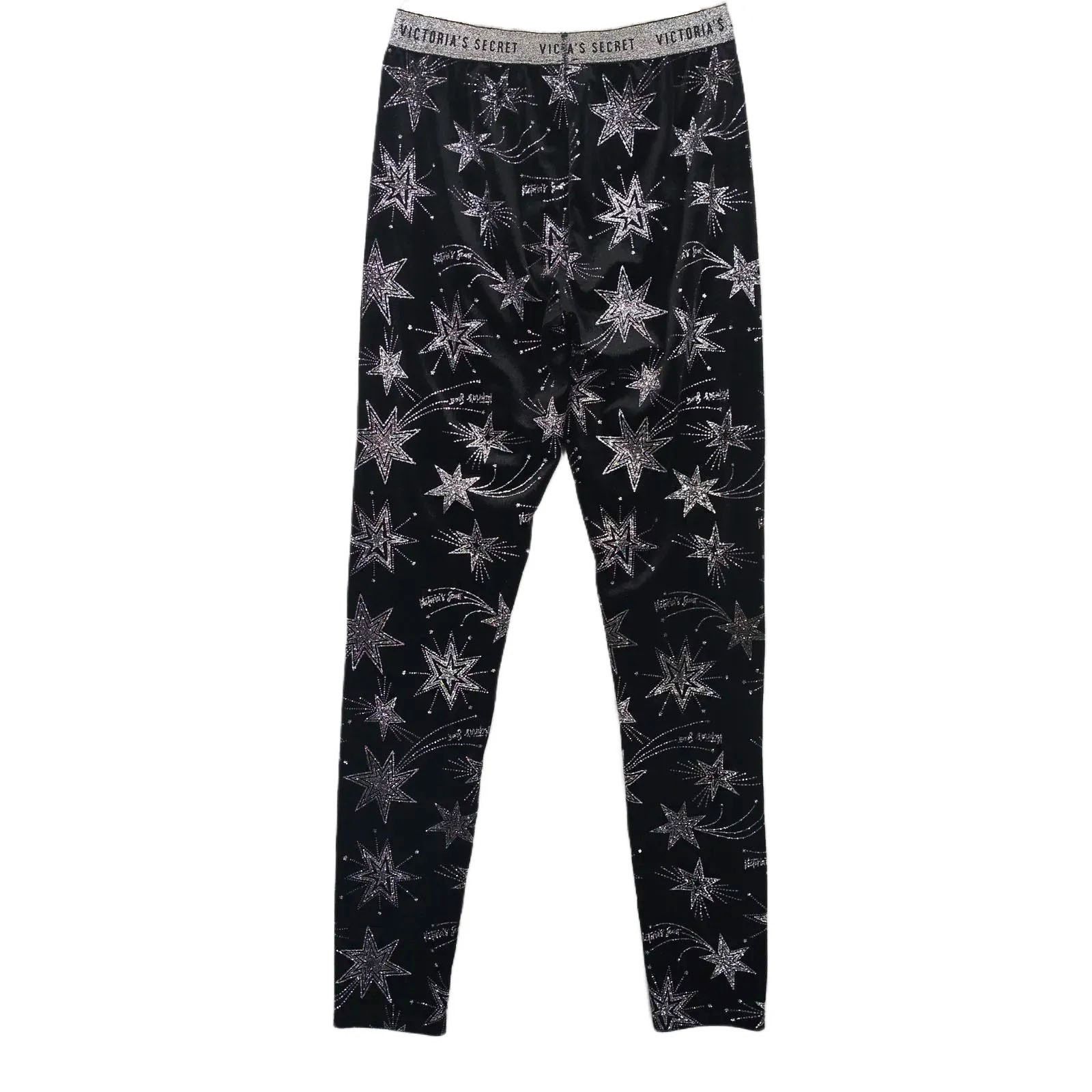 Victoria's Secret Victoria's Secret Shooting Stars Black Velvet Leggings Size 28" / US 6 / IT 42 - 2 Thumbnail