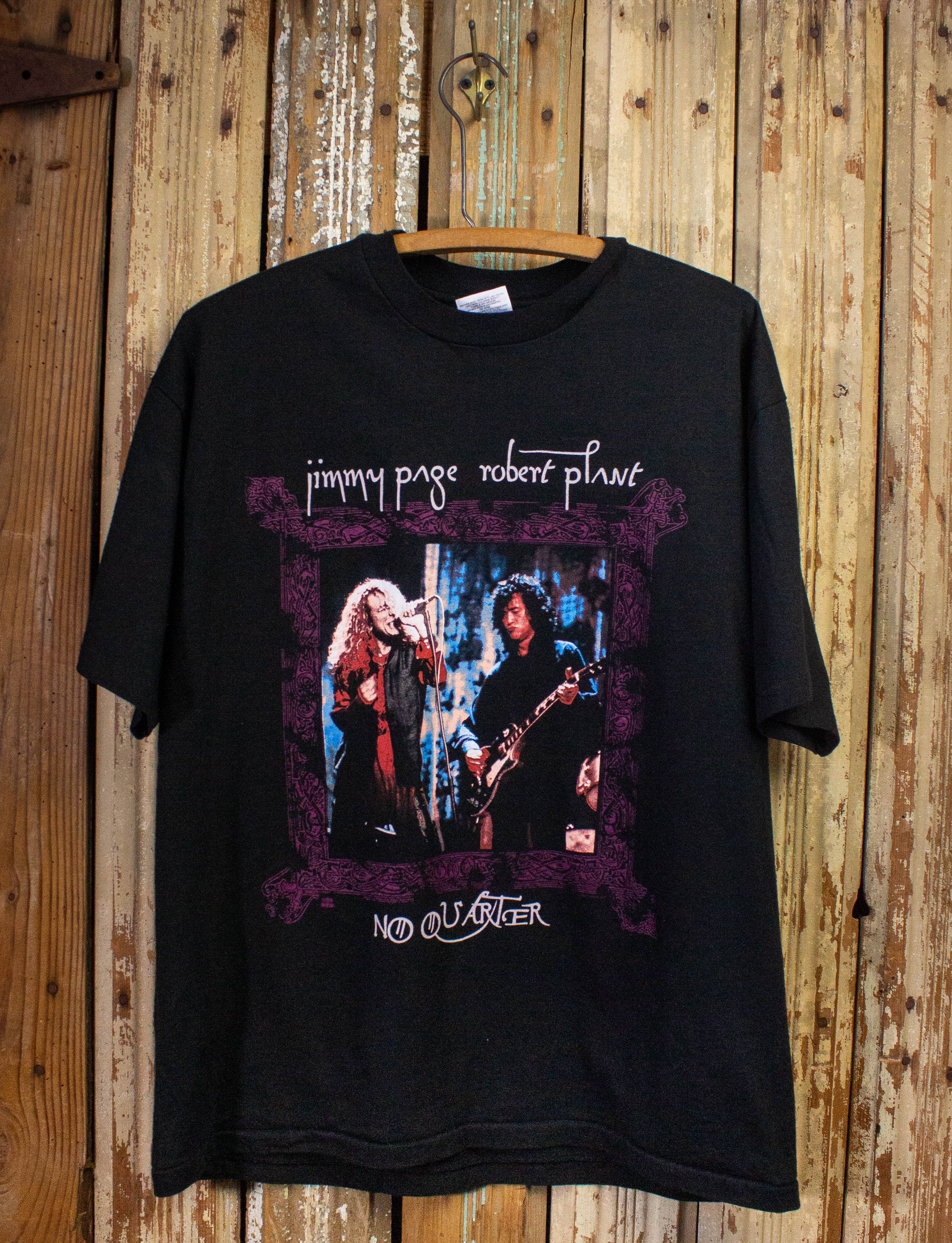 image of Band Tees x Vintage Jimmy Page Robert Plant No Quarter Concert Tee 1995 in Black, Men's (Size XL)