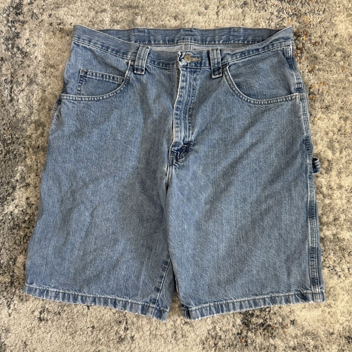 JNCO × Vintage × Wrangler Vintage 90s faded wrangler wide leg carpenter shorts Size US 33 - 2 Thumbnail