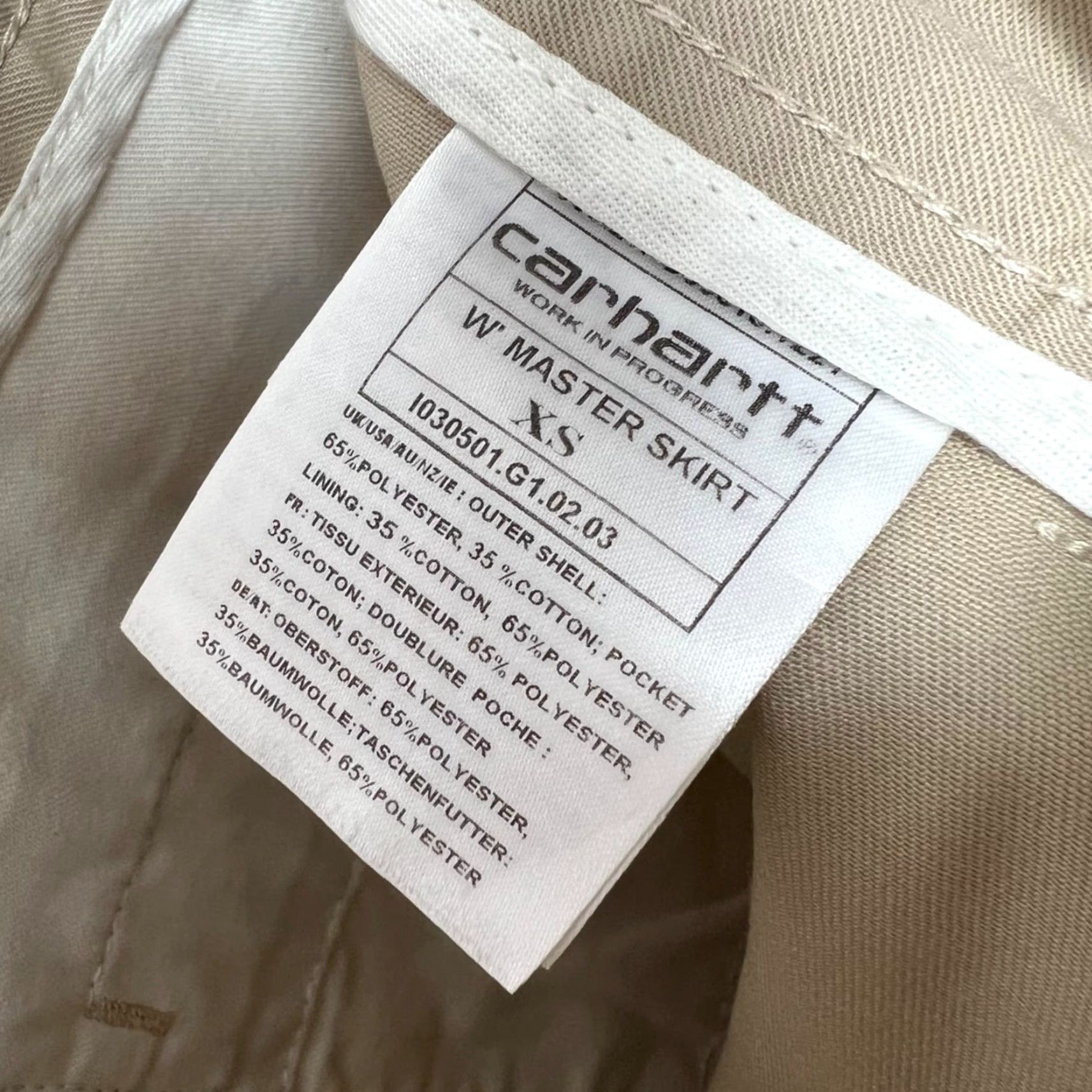 Carhartt Carhartt WIP Womens XS Master Skirt Straight Beige Workwear Size 28" / US 6 / IT 42 - 4 Thumbnail