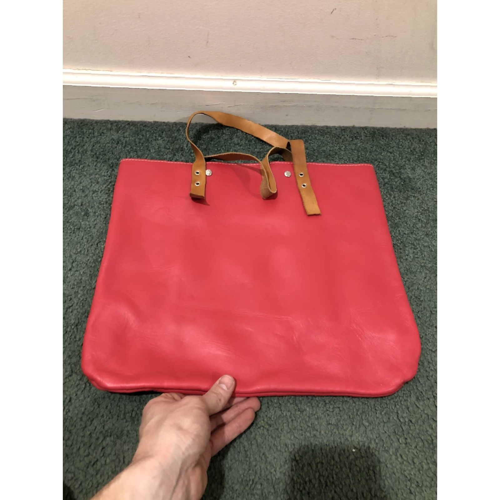 Vintage Foxy Fix Pink Leather Handmade Tote Bag Large Made in USA Tote Womens Pink Leather USA 2000s Ladies Size ONE SIZE - 5 Thumbnail