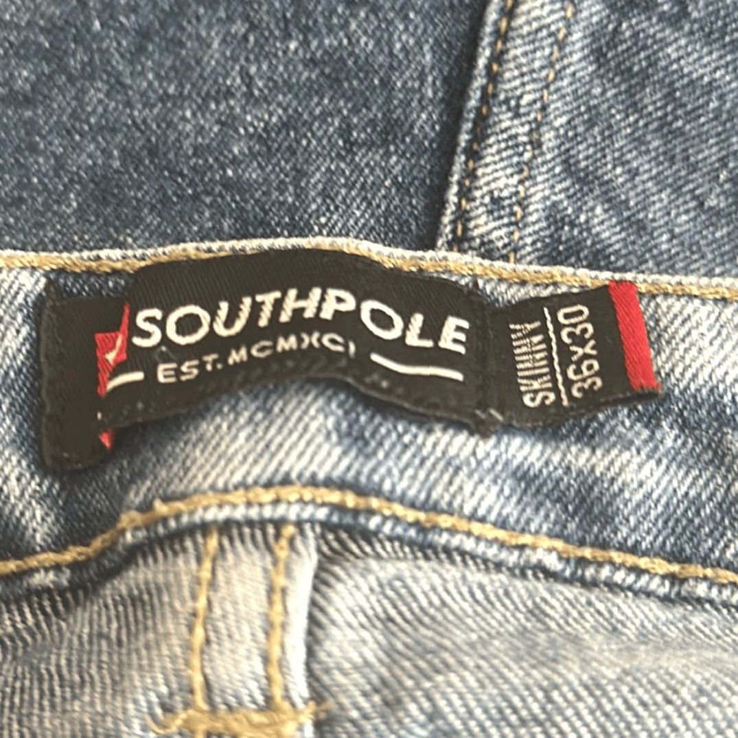 Southpole South Pole Men's Stretch Biker Denim Skinny Jeans 36 X 30 Blue Size US 36 / EU 52 - 5 Thumbnail