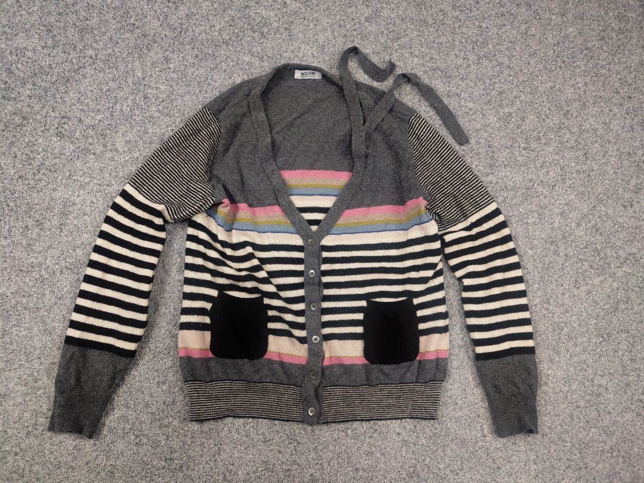 Moschino Moschino cheap & chic Wool Blend Button Striped Cardigan Size L / US 10 / IT 46 - 7 Thumbnail