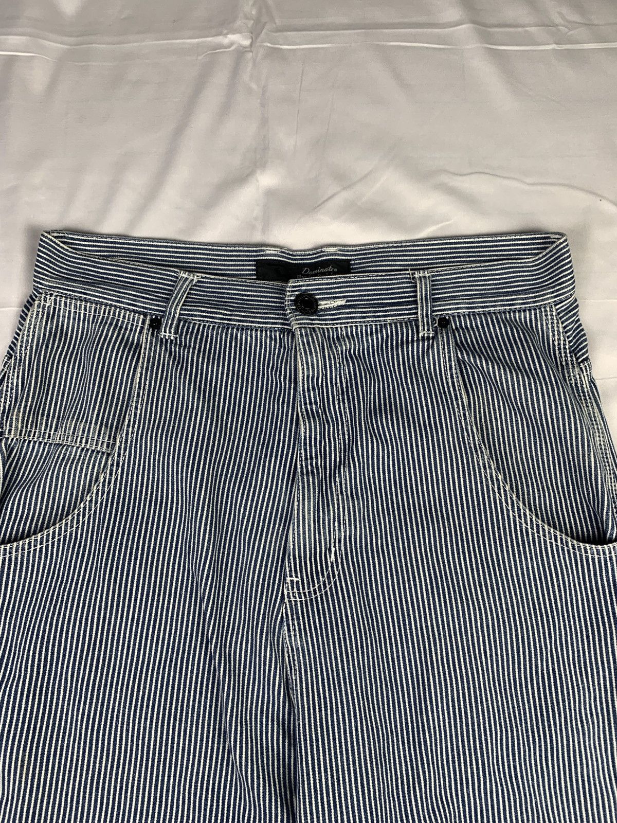 Japanese Brand Dominate Japan Hickory Stripes Carpenter Farmers Jeans Pants Size US 33 - 5 Thumbnail
