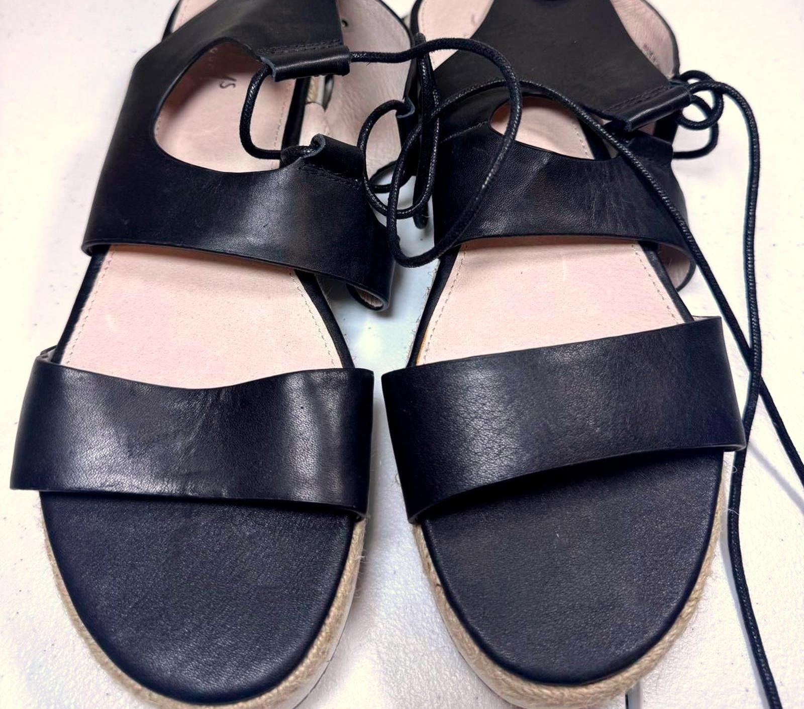 Designer Stylish Black Leather Platform Sandals by Shellys Size US 11 / IT 41 - 1 Thumbnail