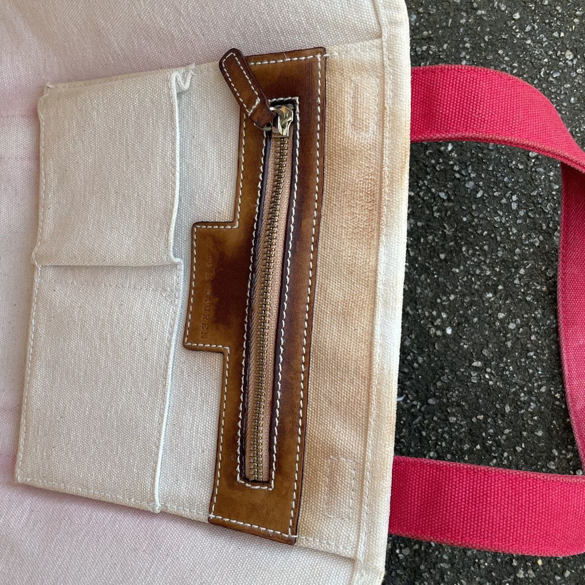 Polo Ralph Lauren × Vintage Vintage 90s Ralph Lauren Big Ponny Red White Canvas Tote Size ONE SIZE - 6 Thumbnail