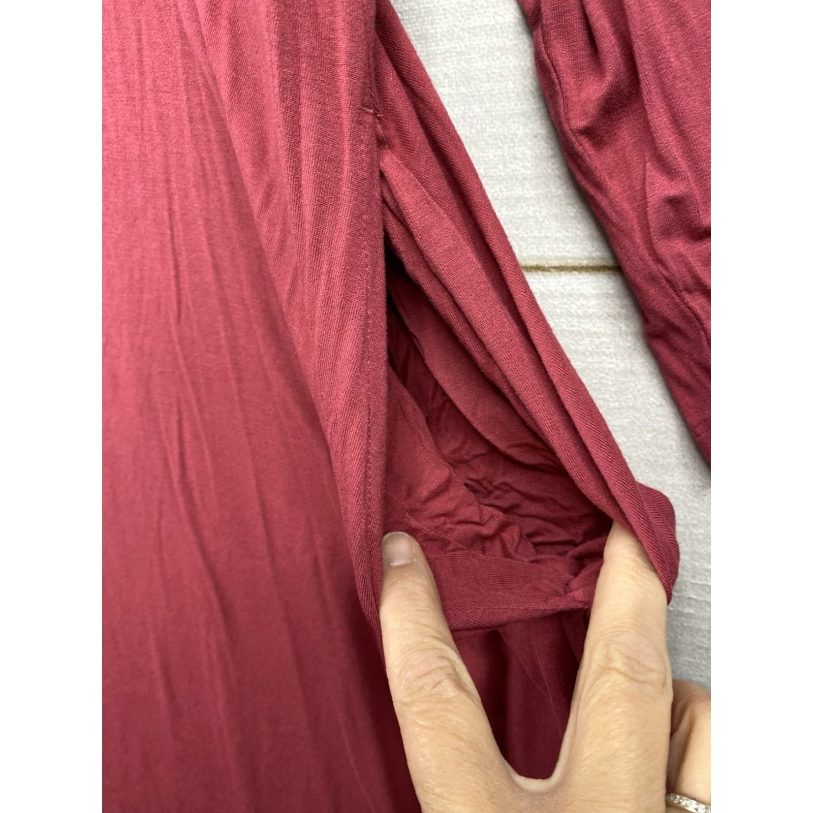 Vintage Terra & Sky Dress 2X Pink V-Neck Long Sleeve A-Line Shirt Dress Womens Plus Size Knee Length Lightweight Stretch Rayon Spandex Size XXL / US 16-18 / IT 52-54 - 4 Thumbnail
