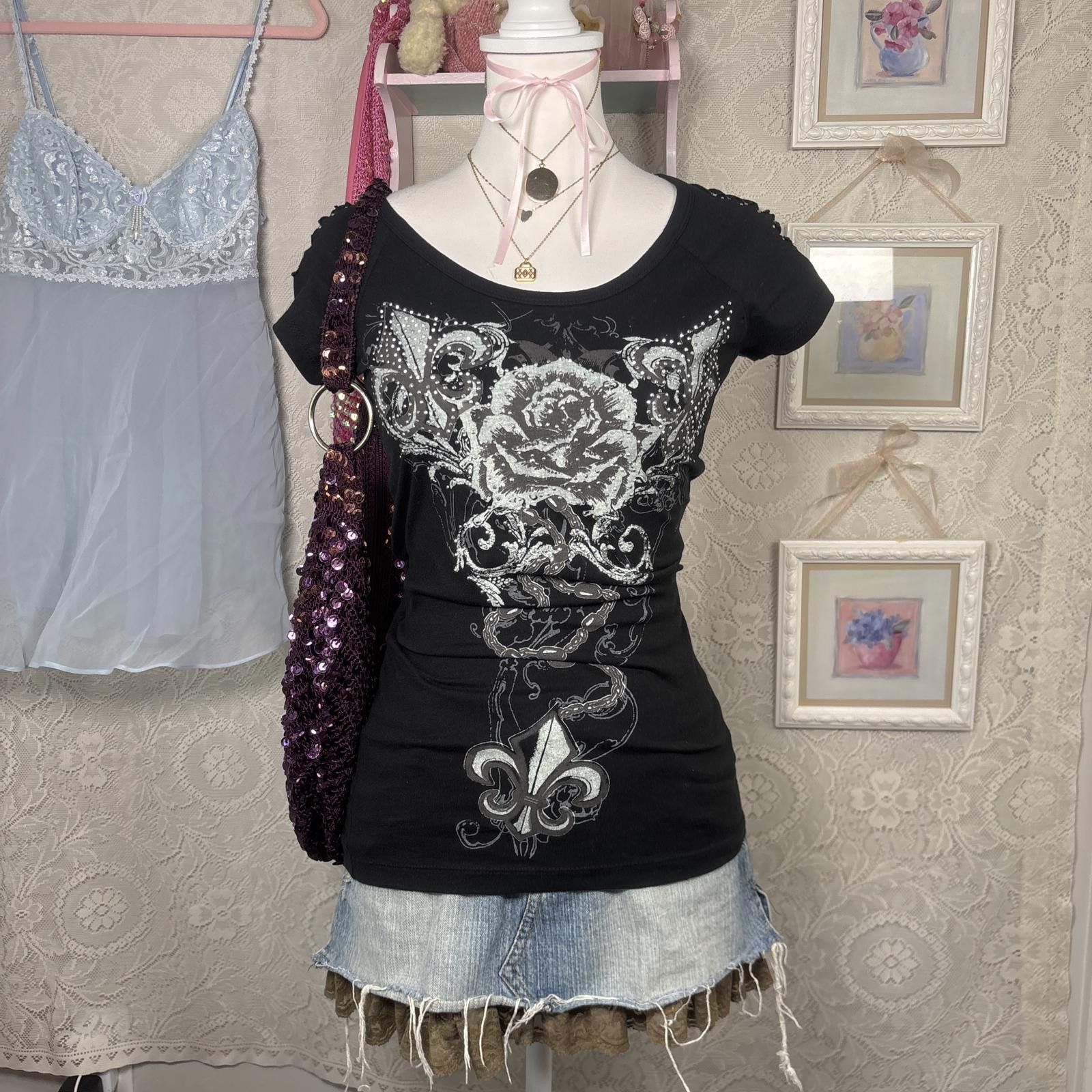 Other y2k grunge beaded cut out blouse Size L / US 10 / IT 46 - 1 Thumbnail