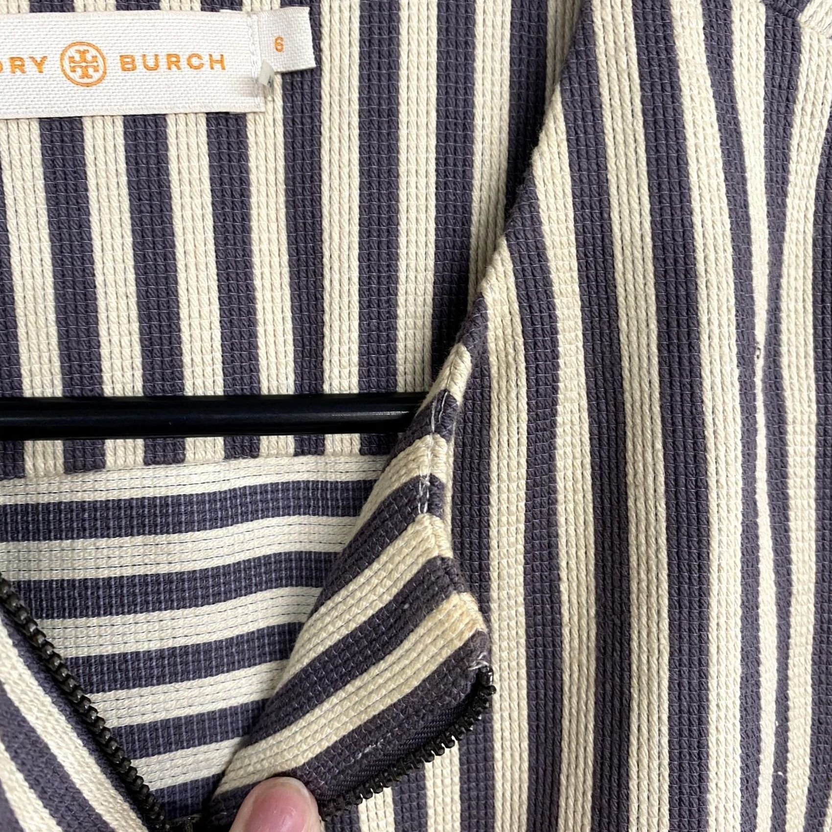 Tory Burch Tory Burch Jacket Womens 6 Gray Stripe Rene Zip Up Silk Lined Corporate Office Size M / US 6-8 / IT 42-44 - 6 Thumbnail