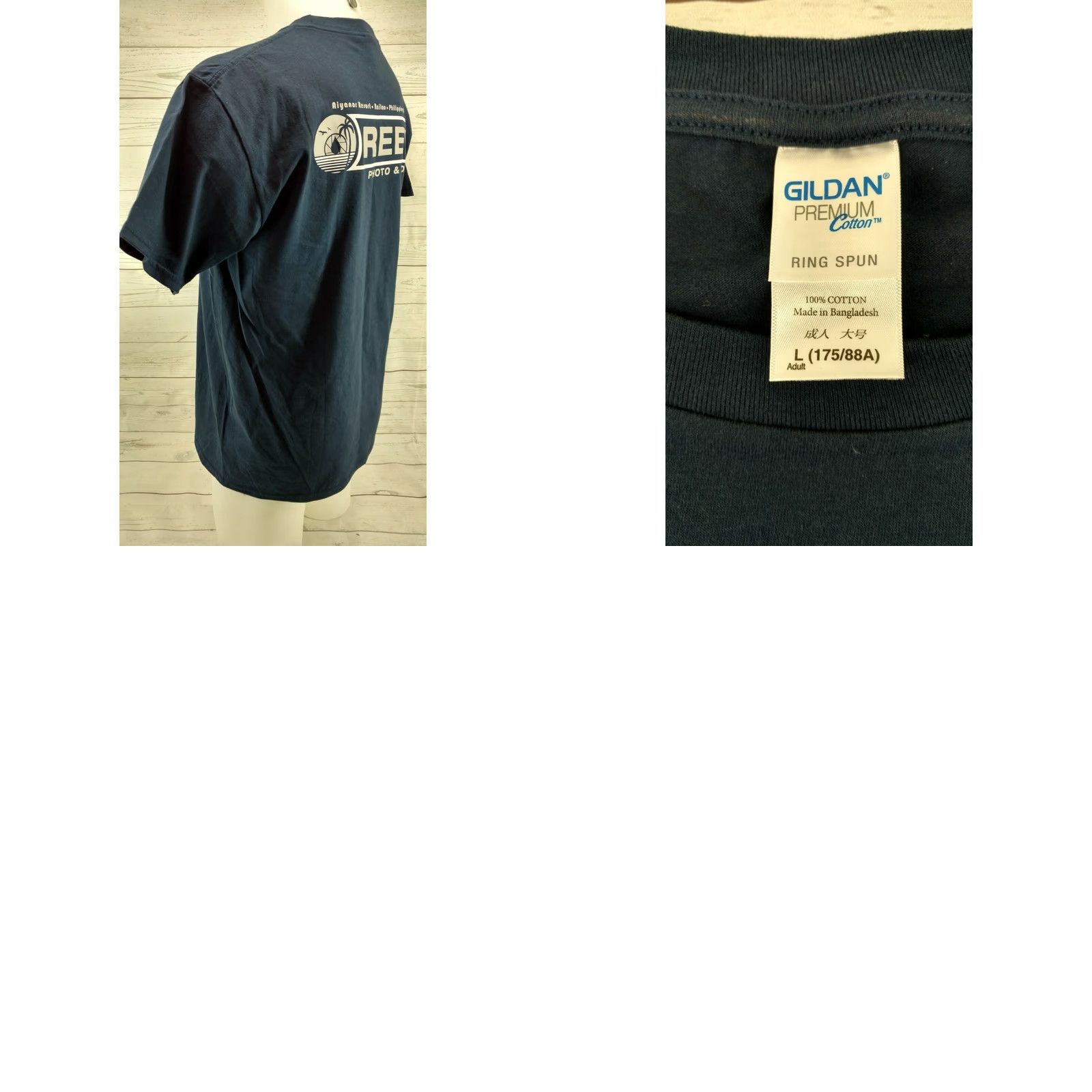 Gildan Gildan T-Shirt Blue Shirt Men Large Regular Cotton Short Sleeve Round Neck Vintage No Size US L / EU 52-54 / 3 - 8 Thumbnail