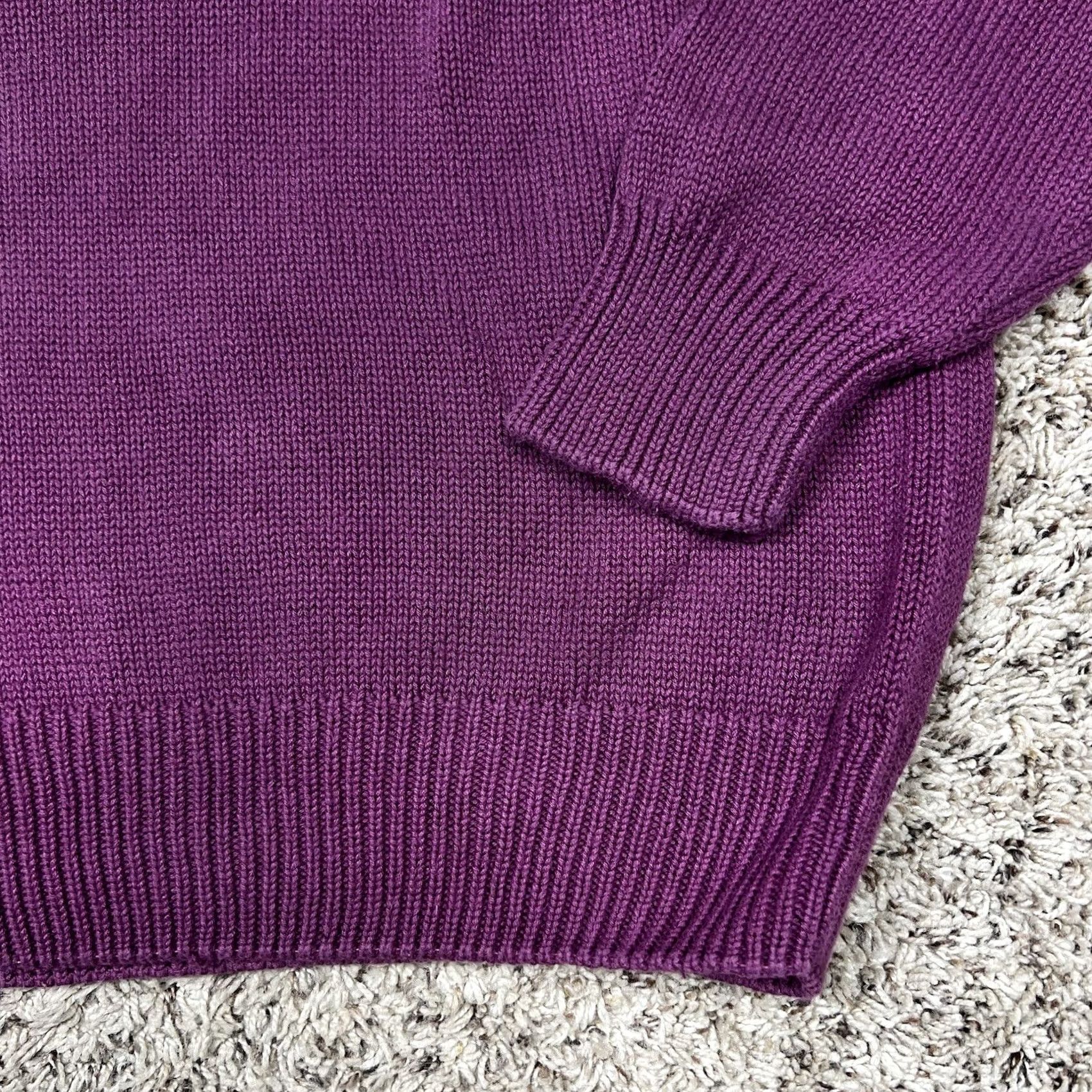 Vintage VINTAGE Eddie Bauer Womens Knit Sweater Medium Purple 100% Cotton Heavyweight Pullover Long Sleeve Crew Neck Knit 90s Womens Size M / US 6-8 / IT 42-44 - 5 Thumbnail